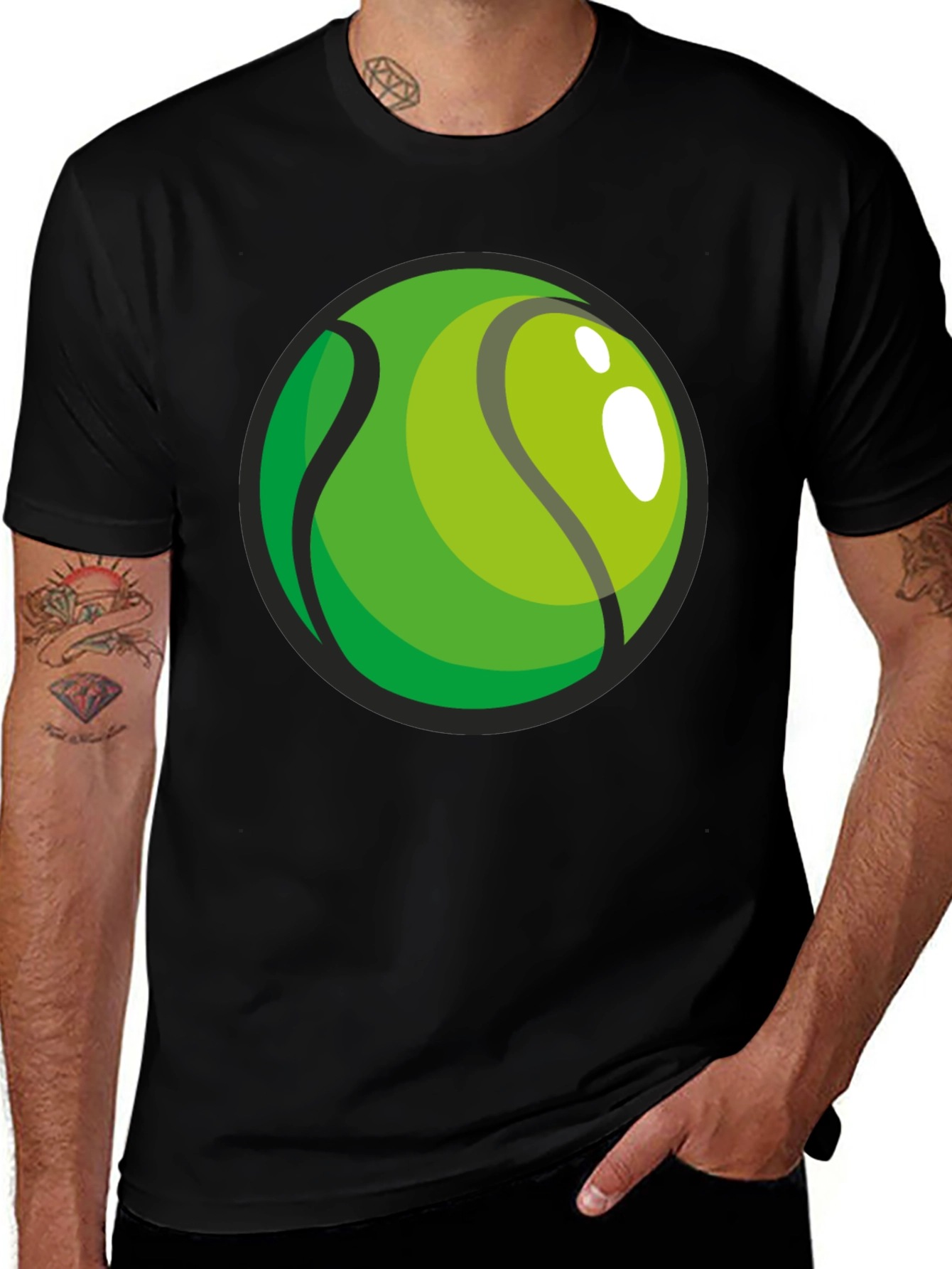 Variant 19 of Tennis Ball Graphic Black T-Shirt
