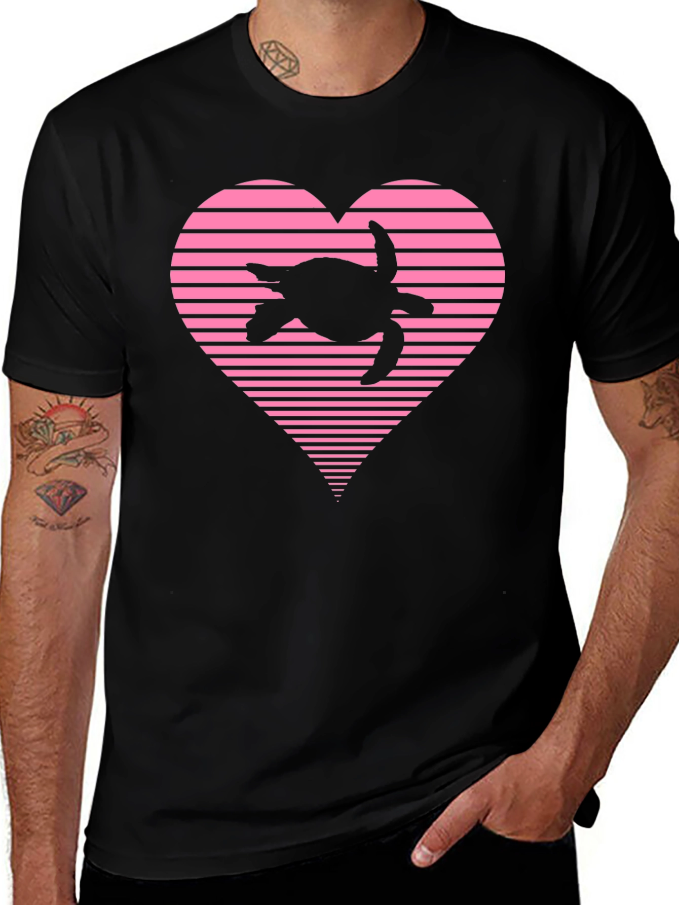 Turtle Heart Black T-Shirt - Coastal Love