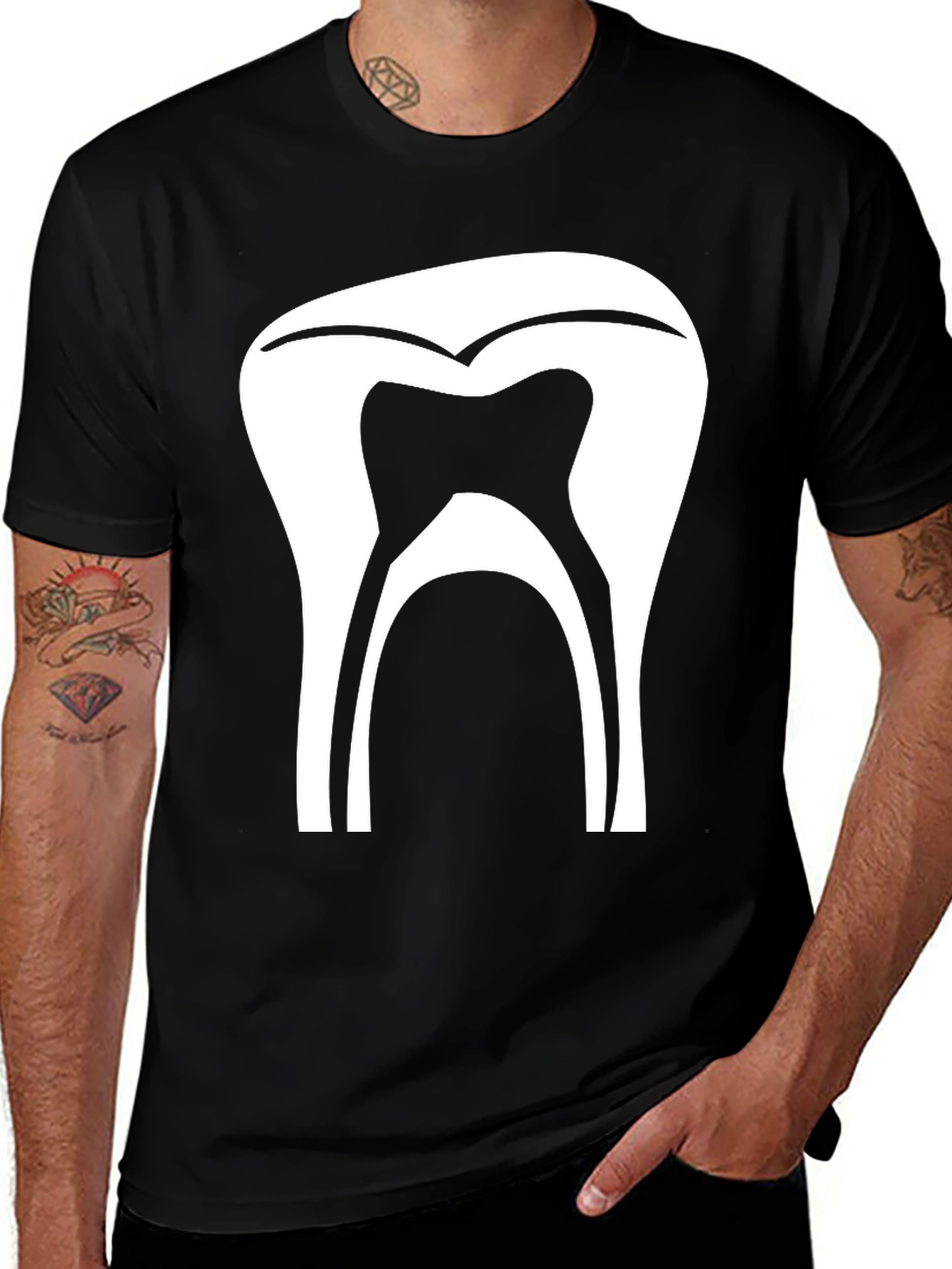 Variant 28 of Dental Tooth Graphic Tee - Black Cotton Comfort