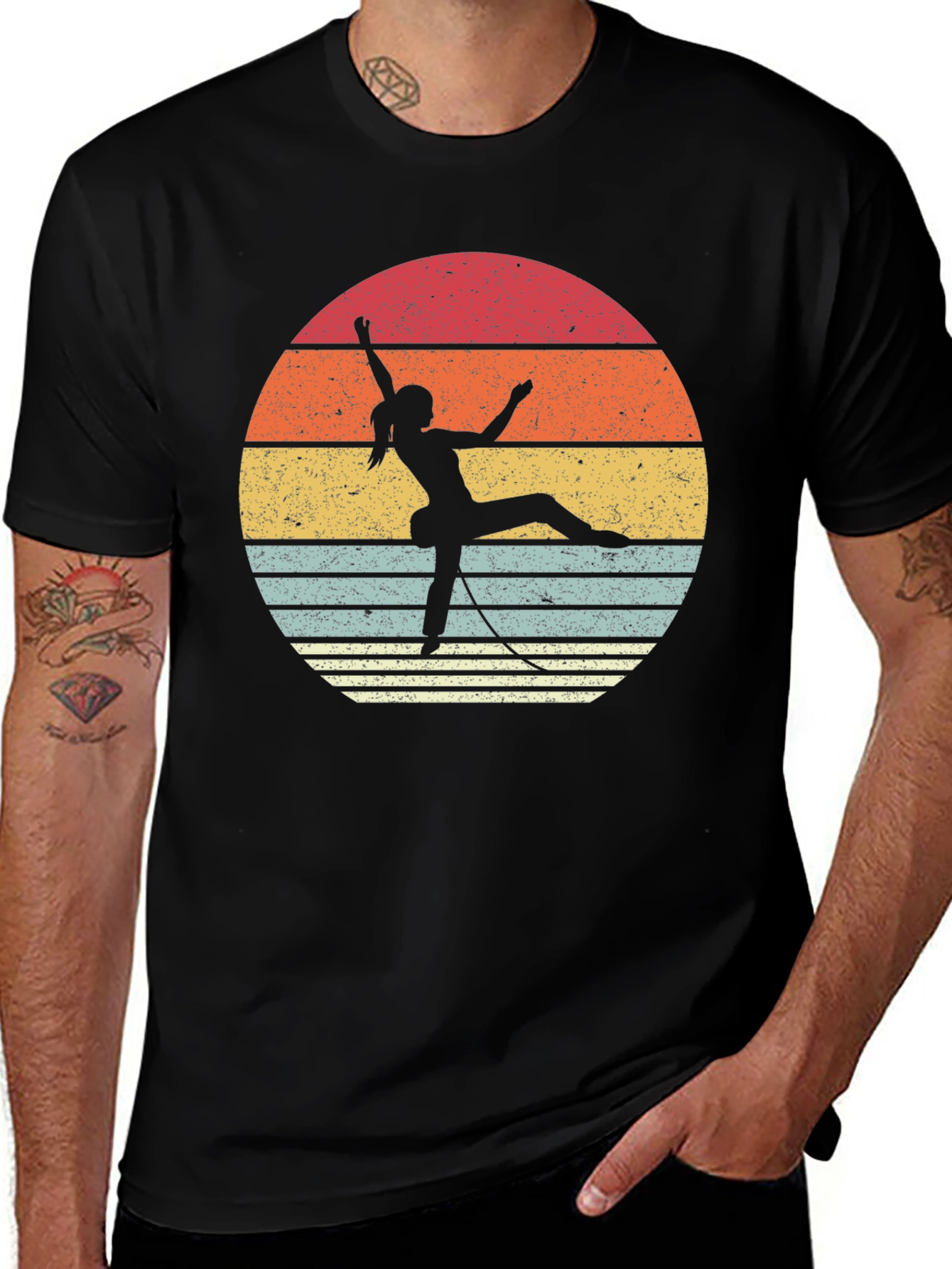 Variant 14 of Vintage Rock Climbing T-Shirt - Sunset Climber
