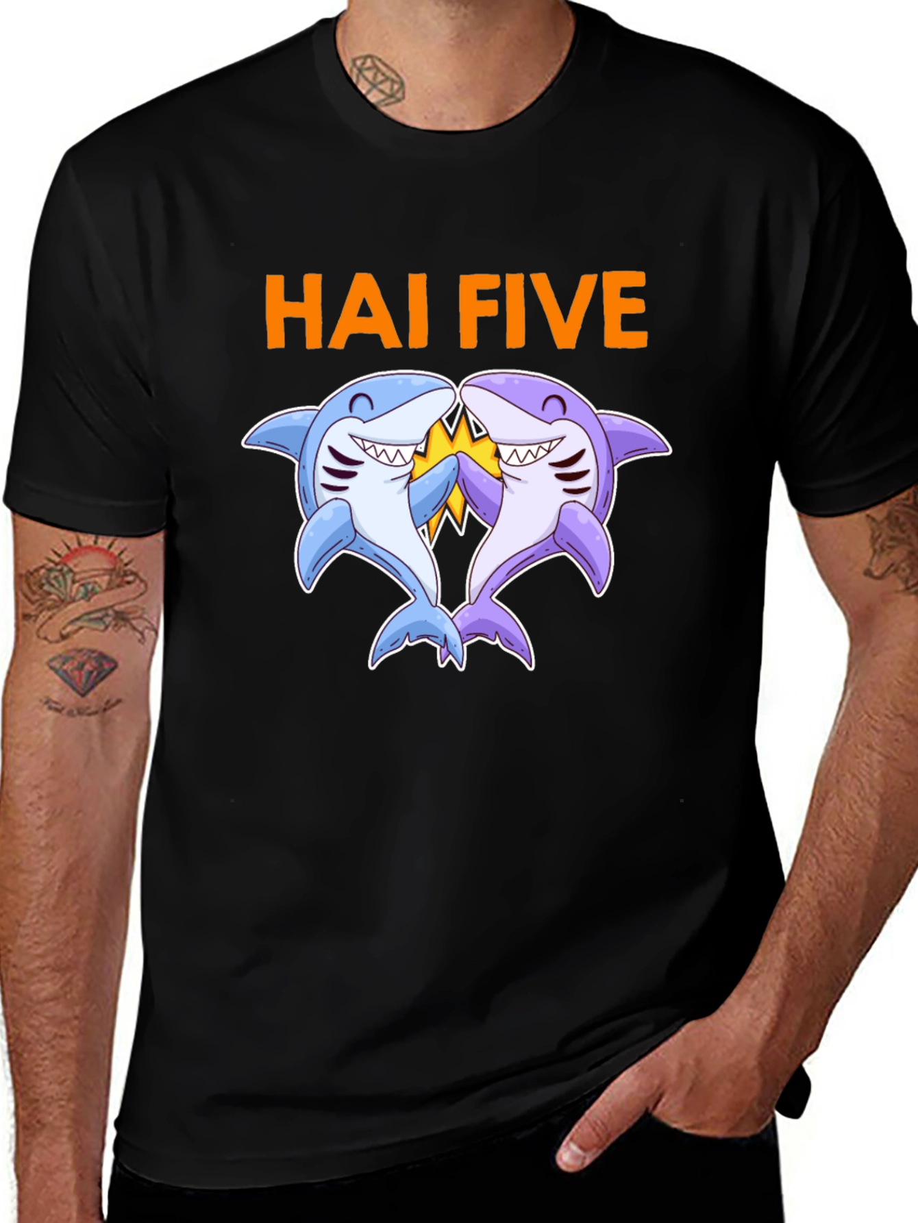 Variant 27 of Hai Five Shark Graphic T-Shirt - Black