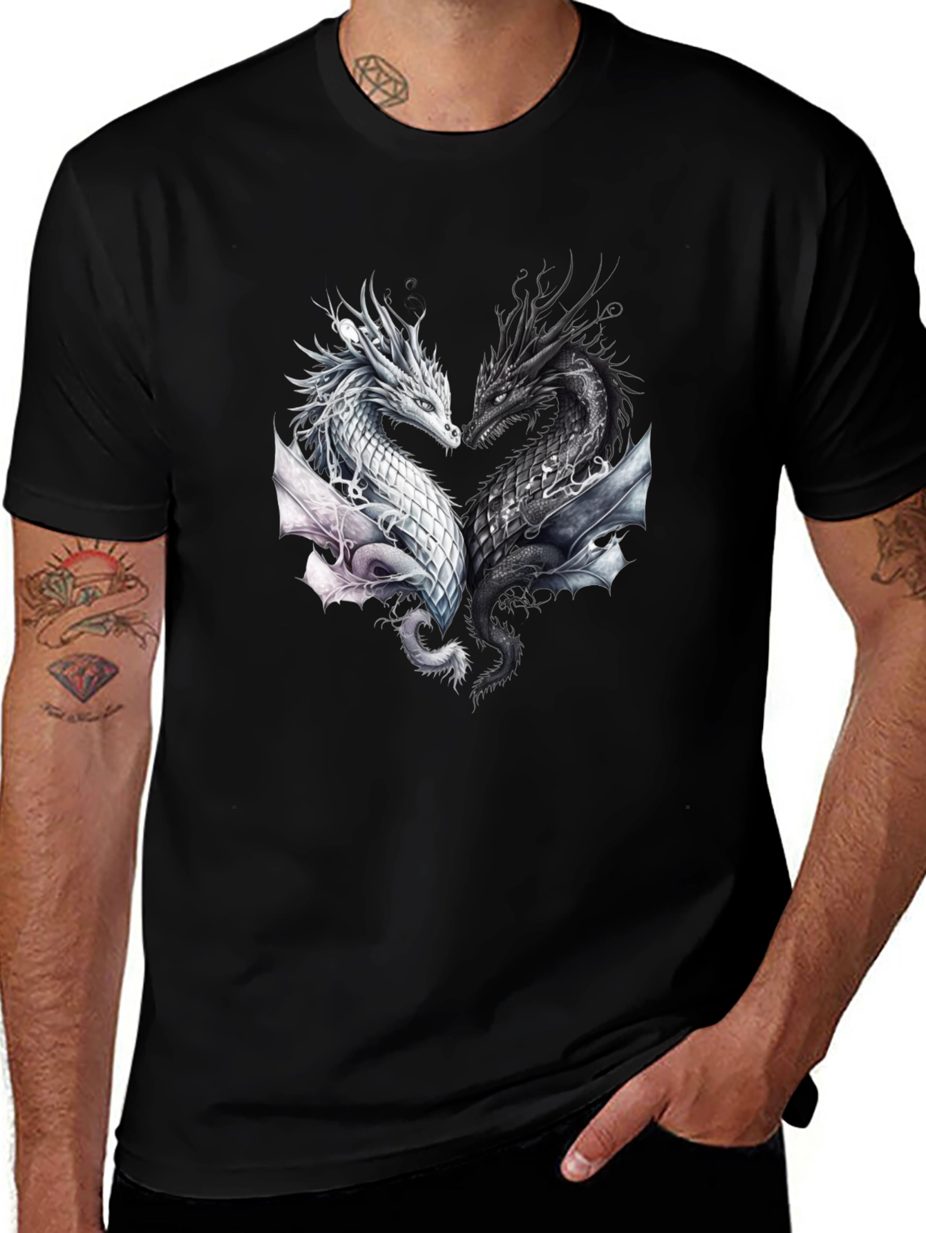 Variant 15 of Yin Yang Dragons Black T-Shirt
