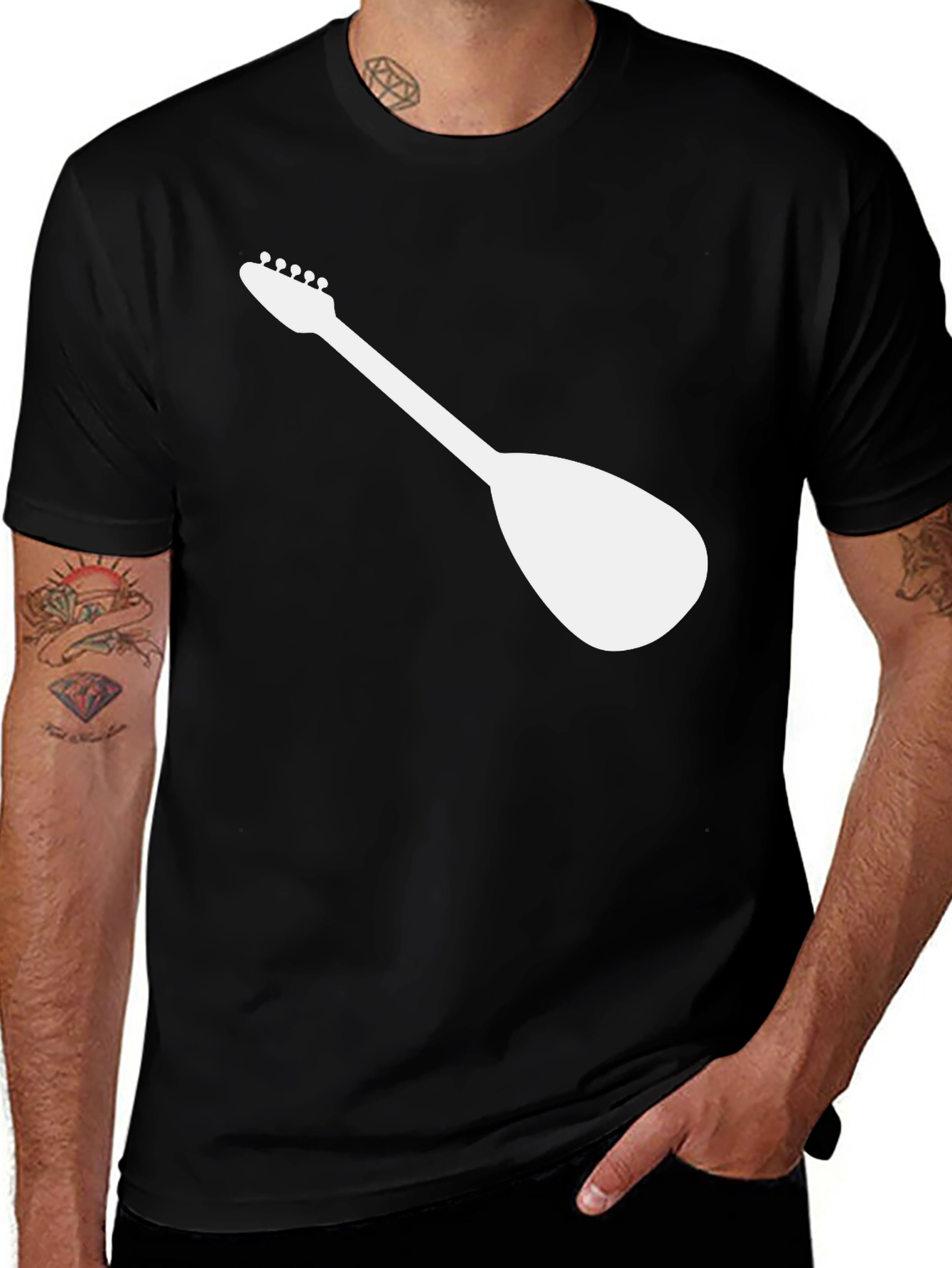 Variant 26 of Guitar Silhouette Graphic Tee - Black