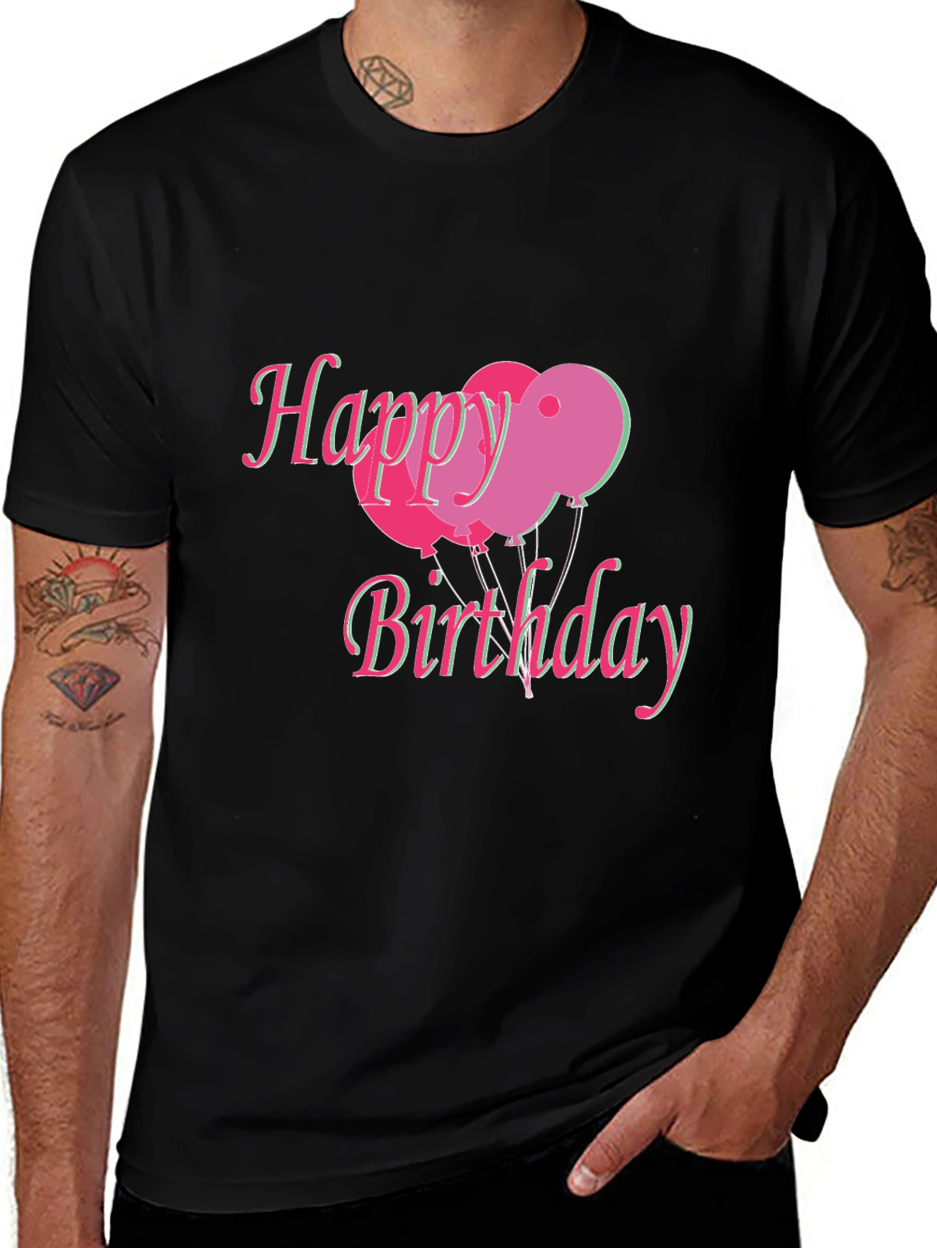 Variant 25 of Happy Birthday Graphic Tee - Men's Black T-Shirt