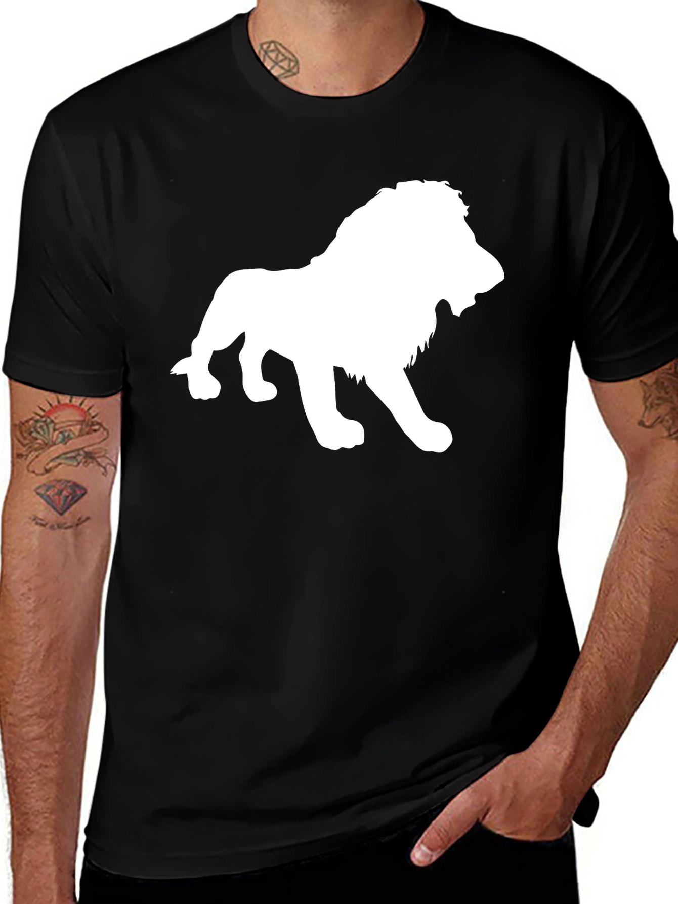 Variant 23 of Lion Graphic Tee - Bold Black Cotton T-Shirt
