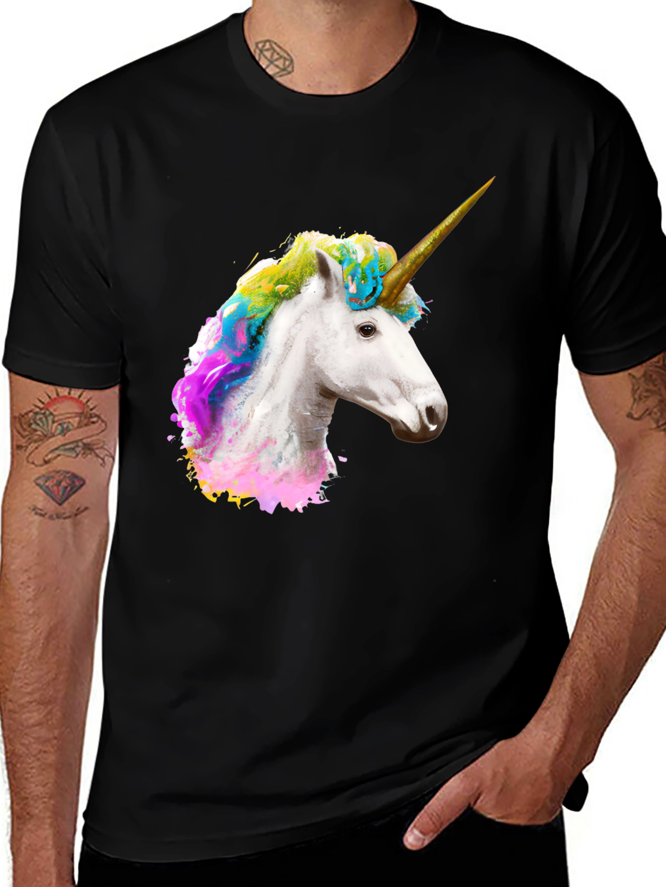 Variant 20 of Unicorn Graphic Tee - Men's Black T-Shirt