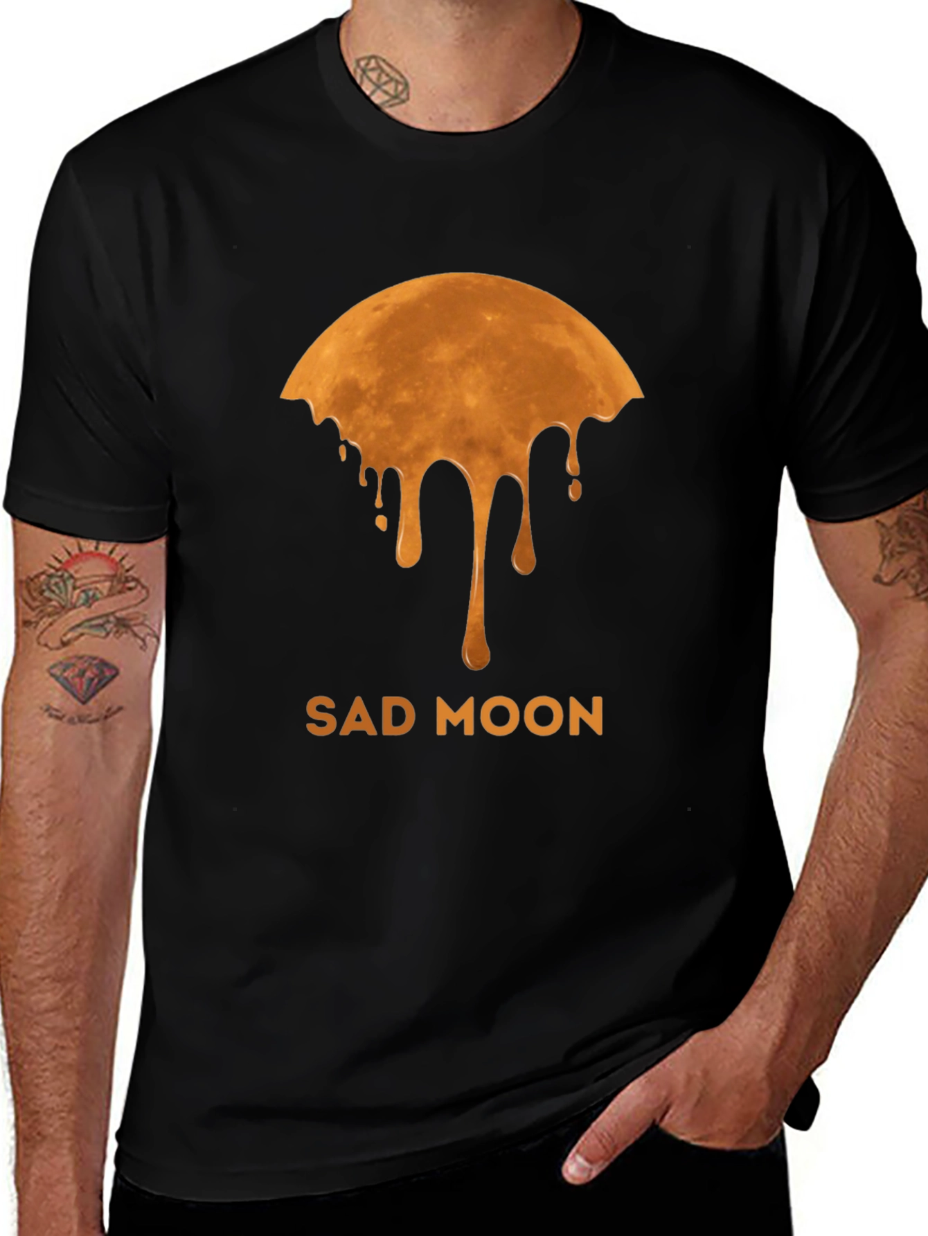 Variant 9 of Sad Moon Graphic Tee - Unique Design