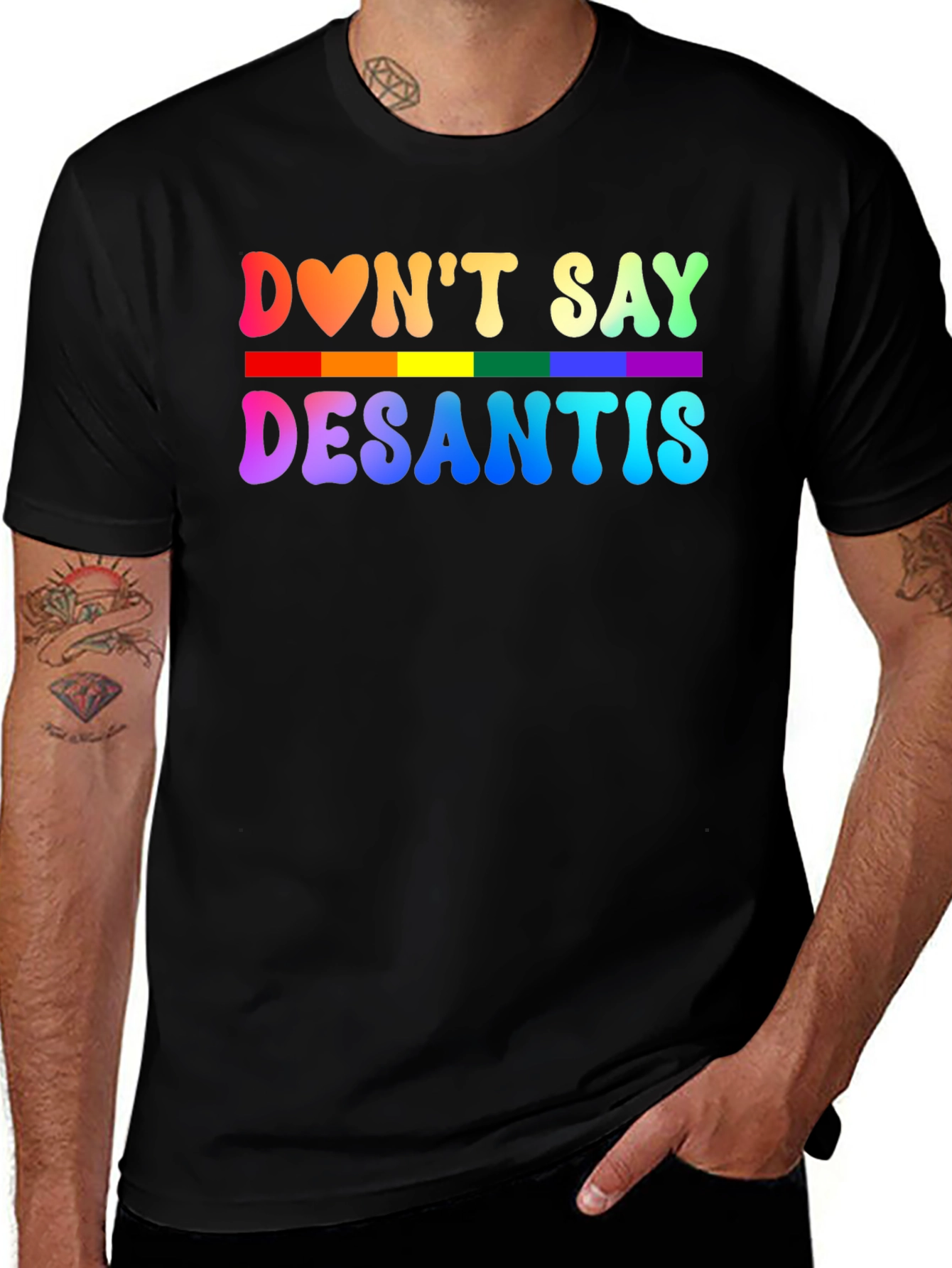 Variant 11 of Don't Say DeSantis Rainbow Graphic T-Shirt