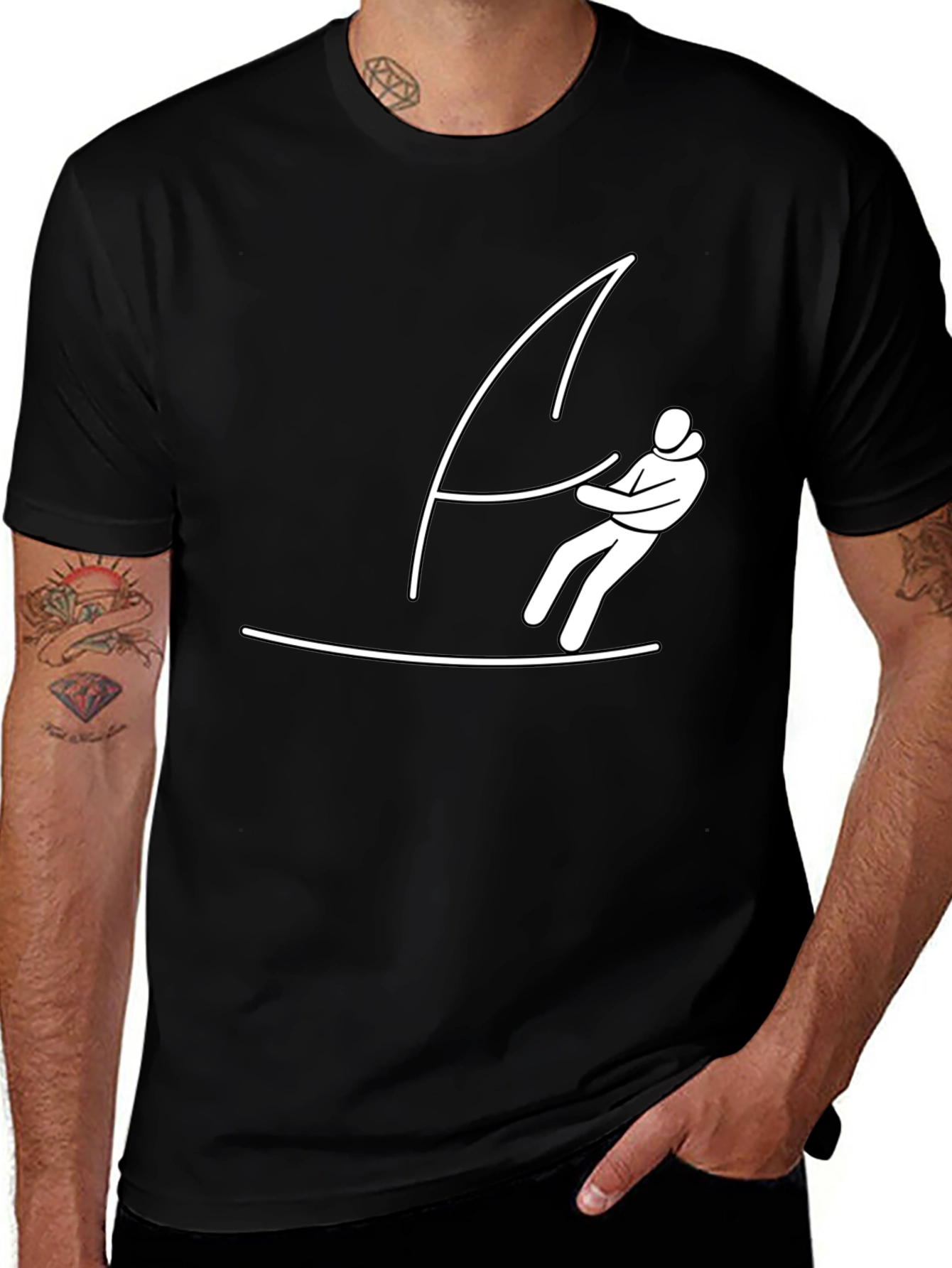 Variant 16 of Windsurfer Graphic Tee - Stylish Black T-Shirt