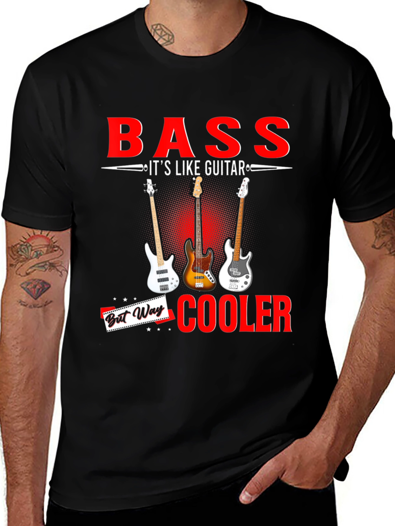 Variant 12 of Bass is Cooler Than Guitar T-Shirt