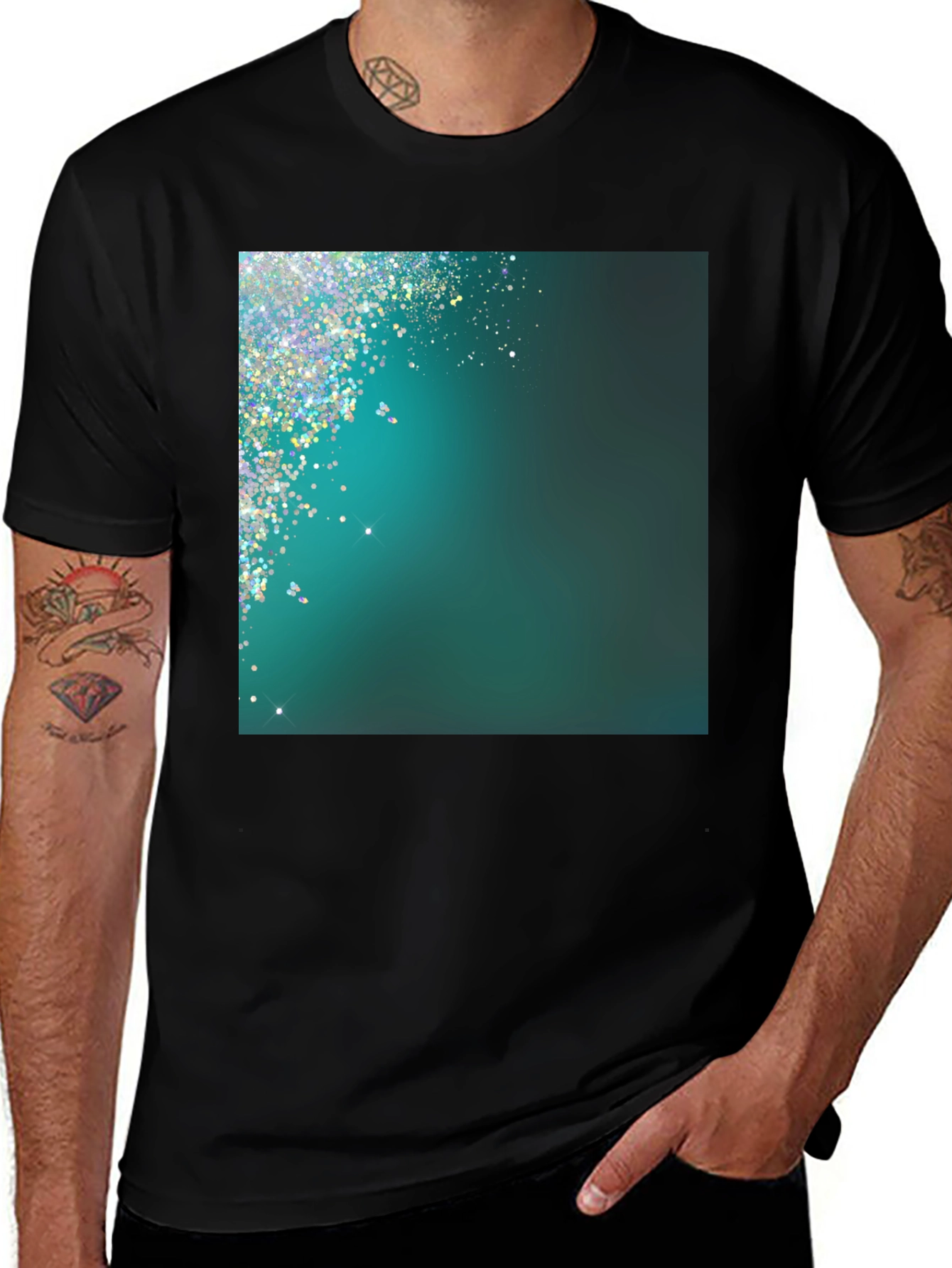 Black Sparkling Gradient Tee main image