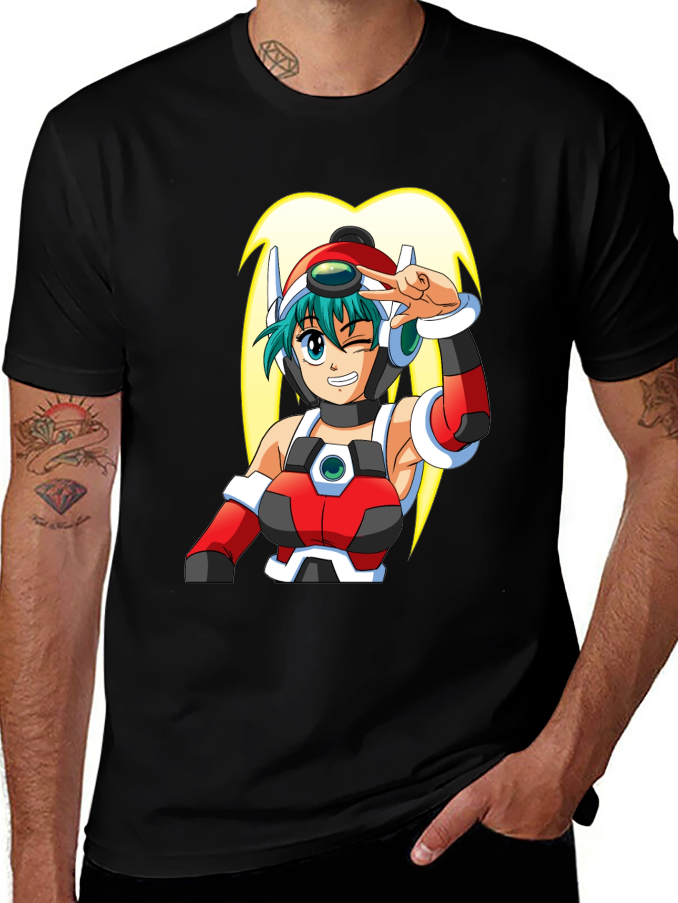 Variant 16 of Anime Girl Graphic T-Shirt - Black Cotton Tee