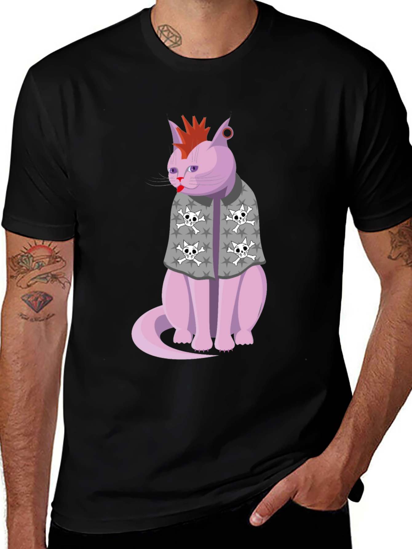Variant 20 of Punk Rock Cat T-Shirt - Cool Graphic Tee
