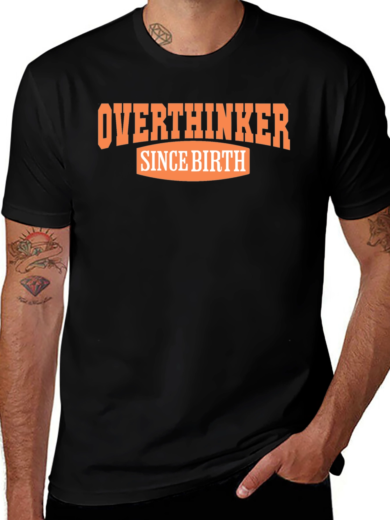 Variant 23 of Overthinker Since Birth Graphic Tee - Black
