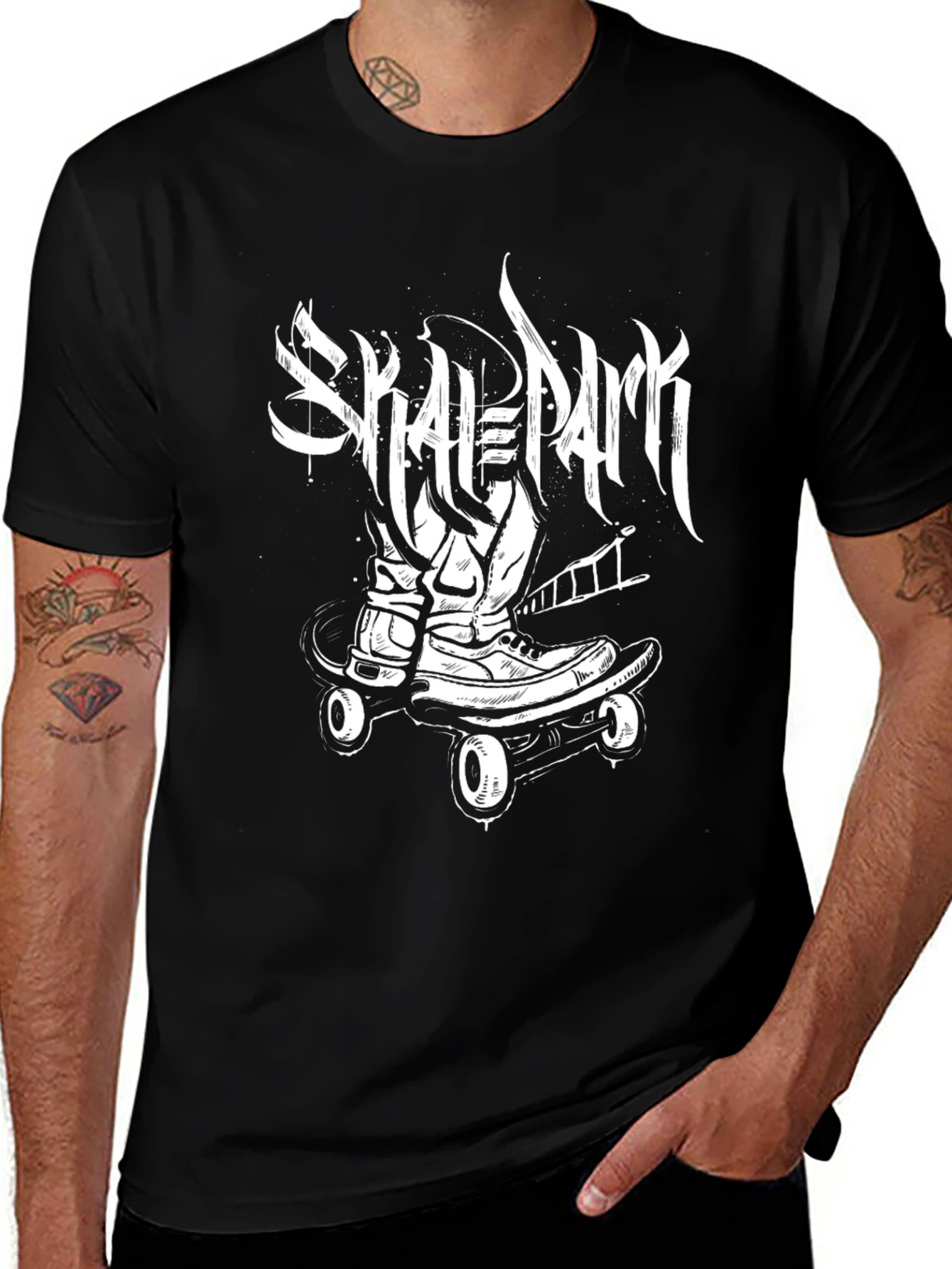 Variant 11 of Skate Park Black Graphic Tee - Skateboarding Style