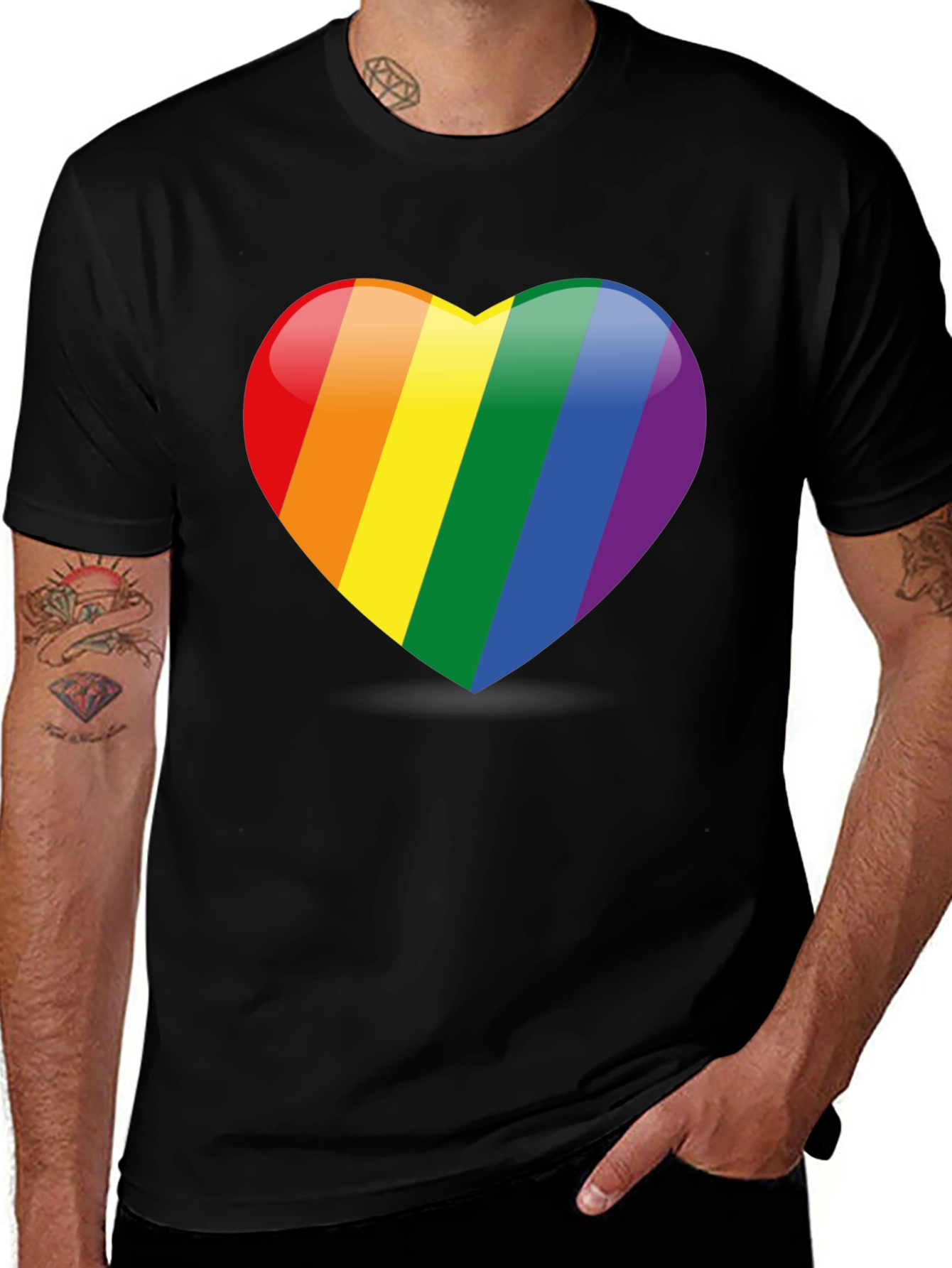 Rainbow Heart Graphic Tee - Pride Love T-Shirt