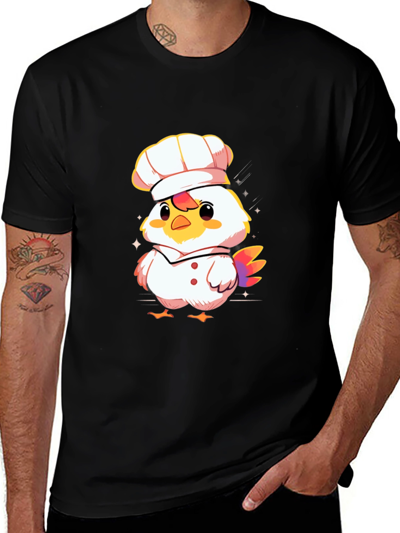 Variant 3 of Chef Chicken Graphic Tee - Black Cotton T-Shirt