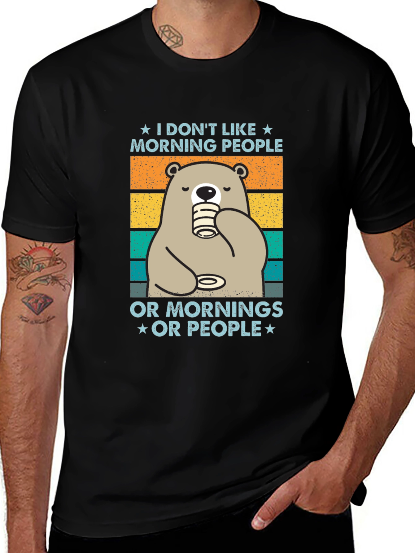 Variant 27 of Funny Bear Graphic T-Shirt: I Don't Like Morning People