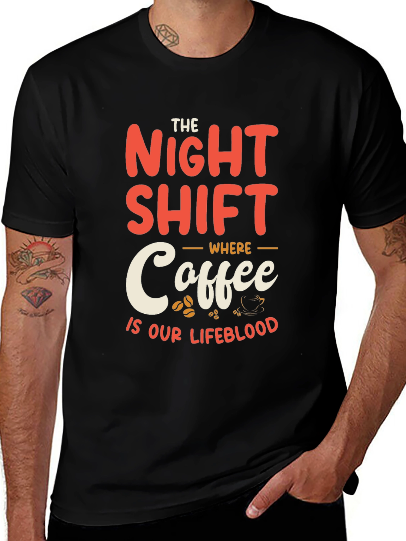 Variant 11 of Night Shift Coffee Lifeblood Black Graphic T-Shirt