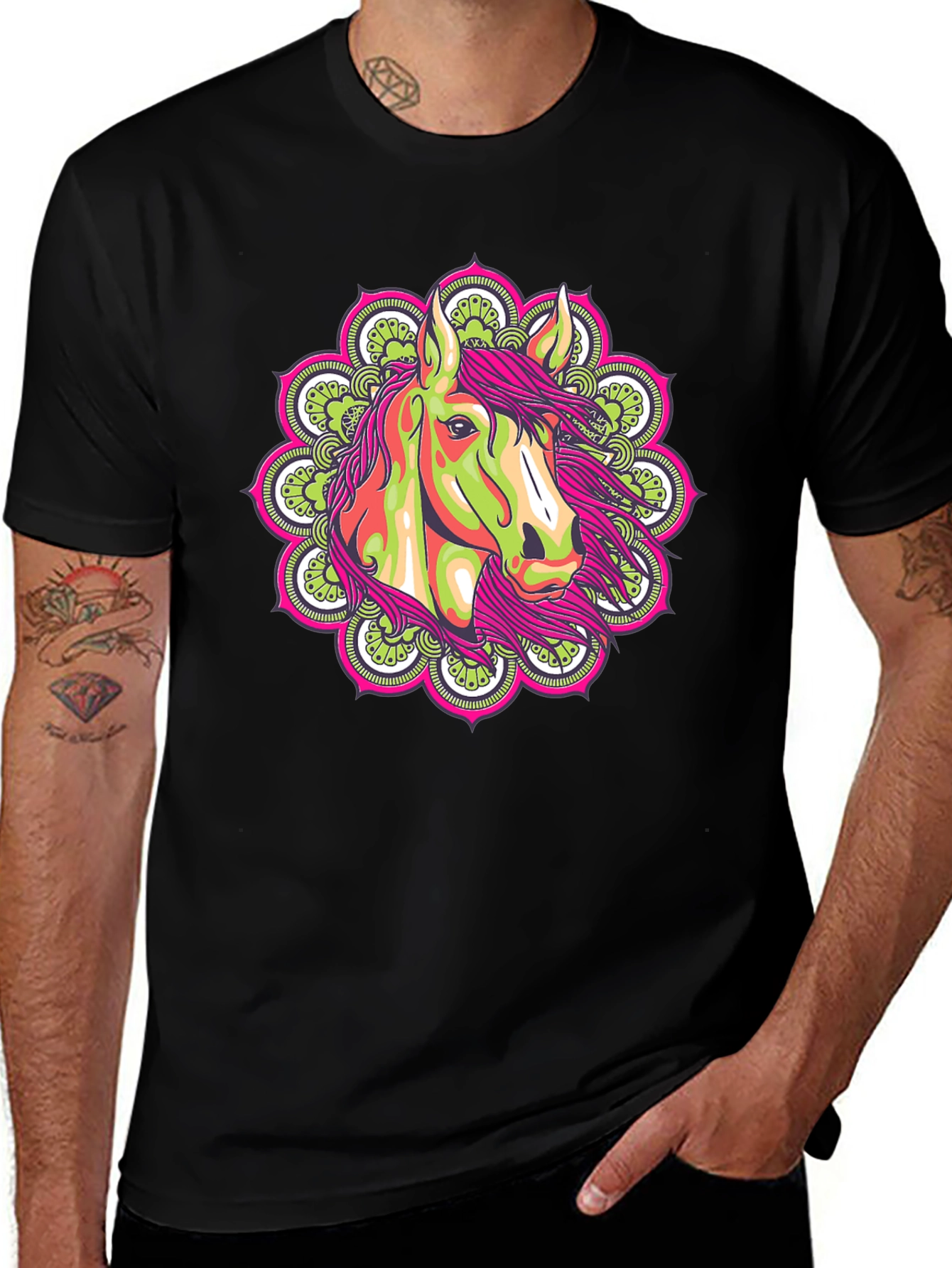 Variant 16 of Horse Mandala Graphic Tee - Unique Design