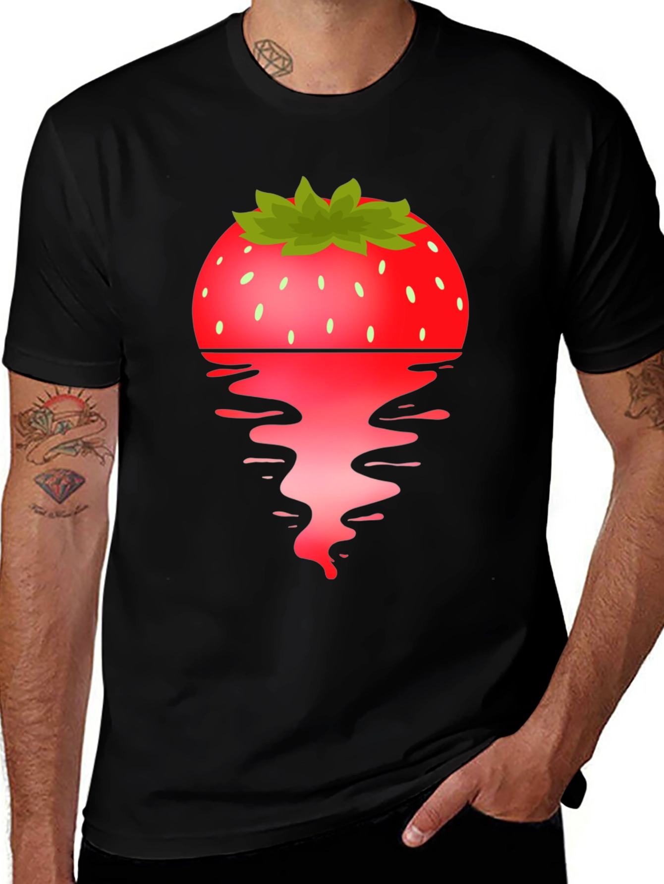 Strawberry Drip Graphic Tee - Unisex Black T-Shirt