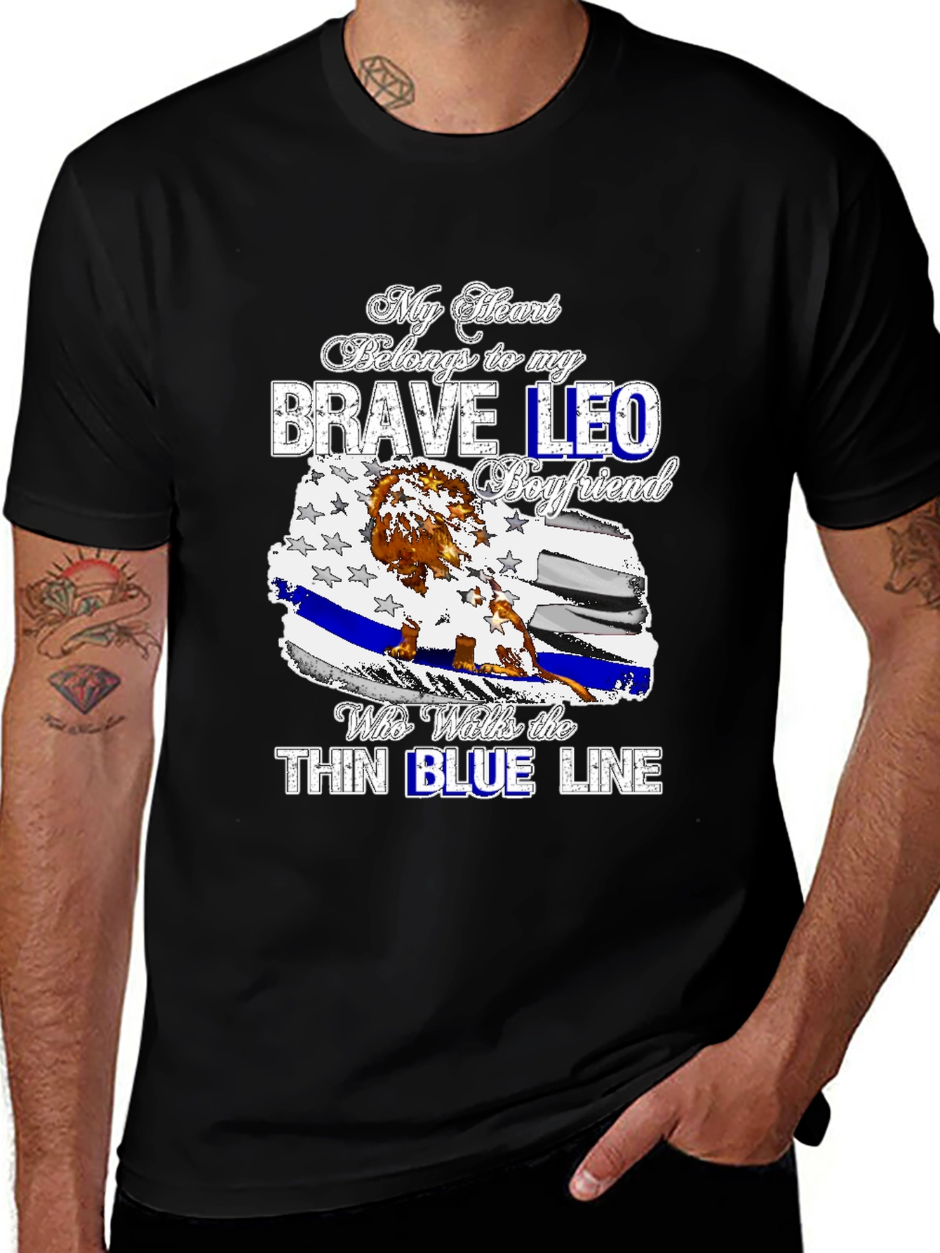 My Heart Belongs to Brave LEO Boyfriend Thin Blue Line T-Shirt