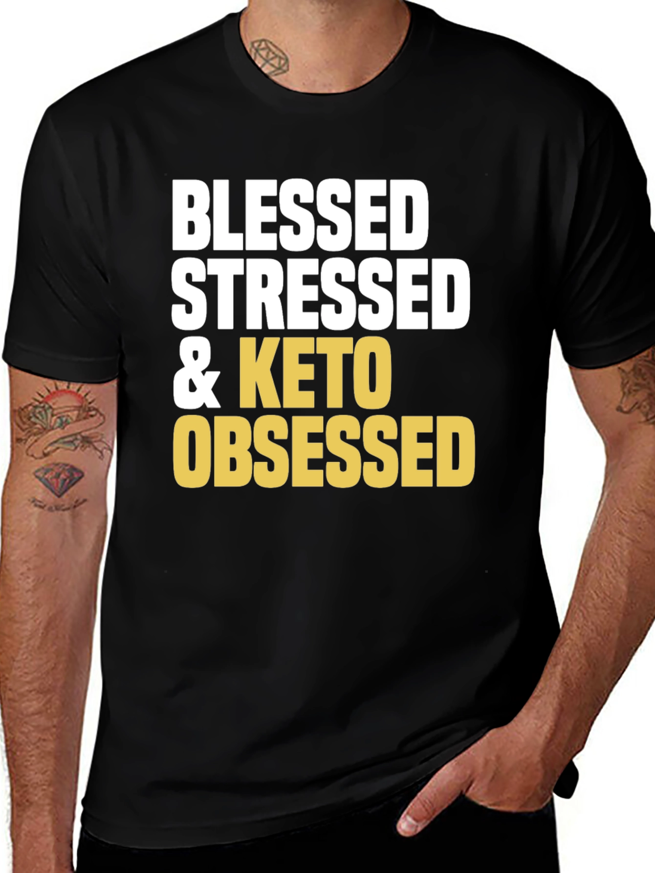 Blessed Stressed & Keto Obsessed Black T-Shirt