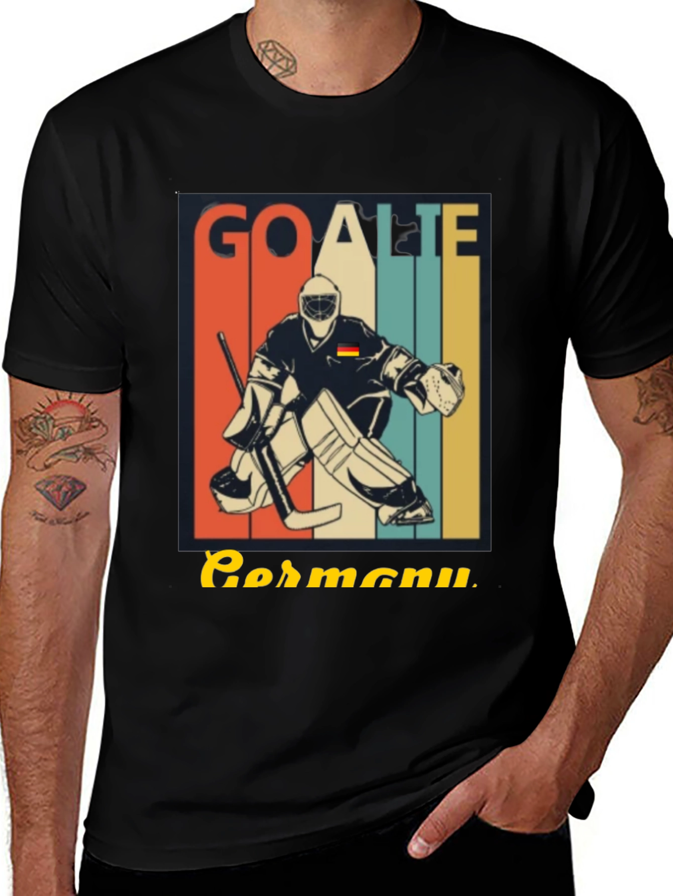 Variant 6 of Germany Goalie T-Shirt: Retro Hockey Style