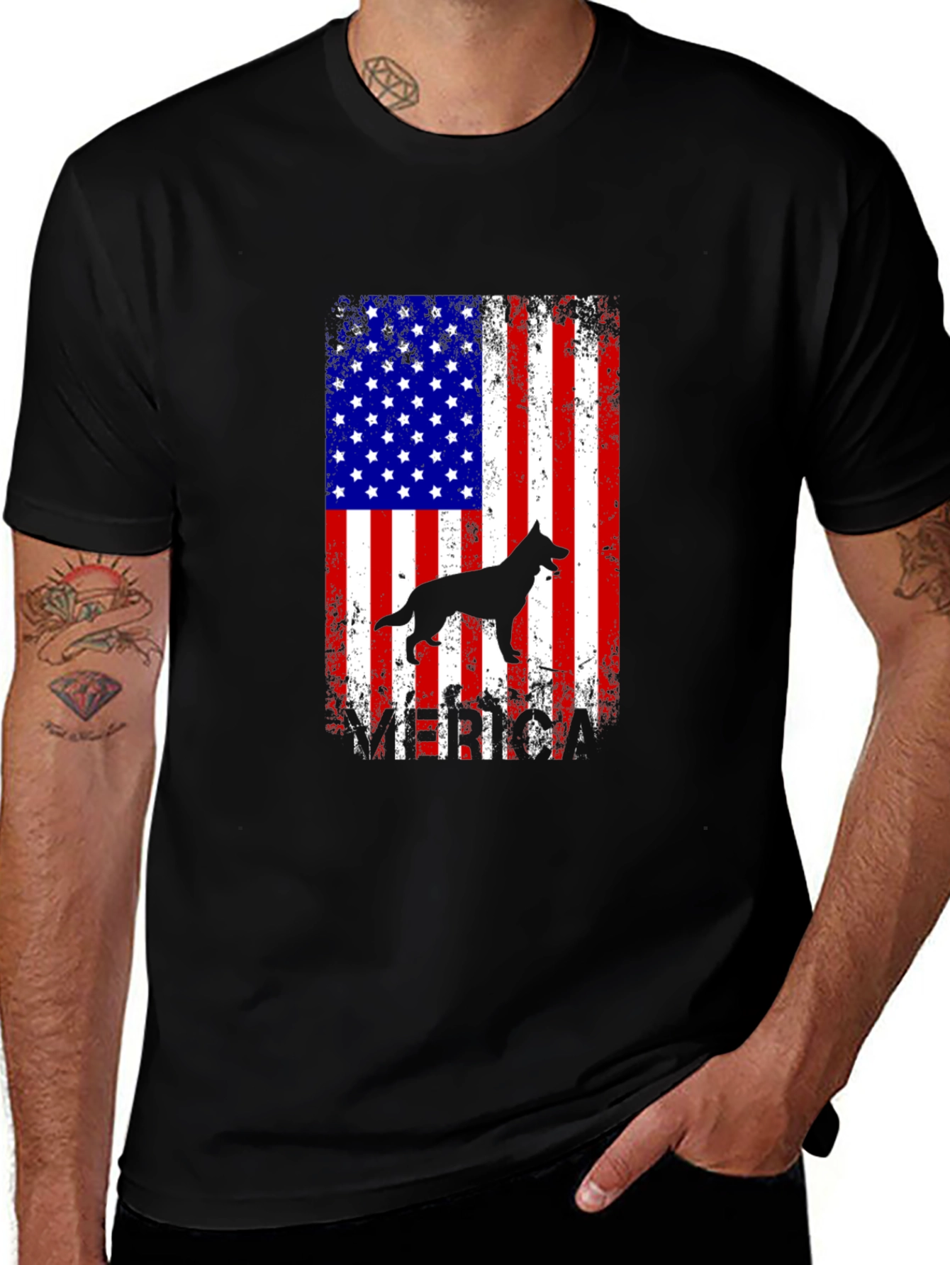 Variant 25 of German Shepherd American Flag T-Shirt