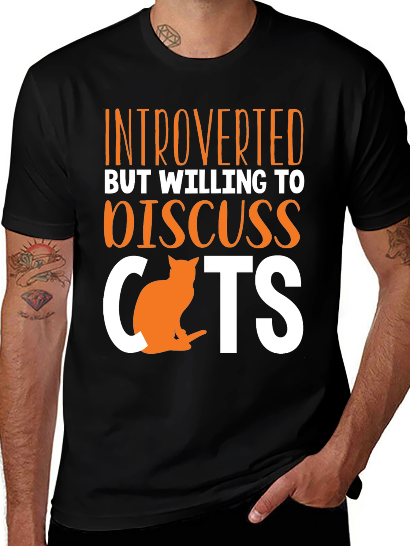 Introverted Cat Lover T-Shirt - Discuss Cats!