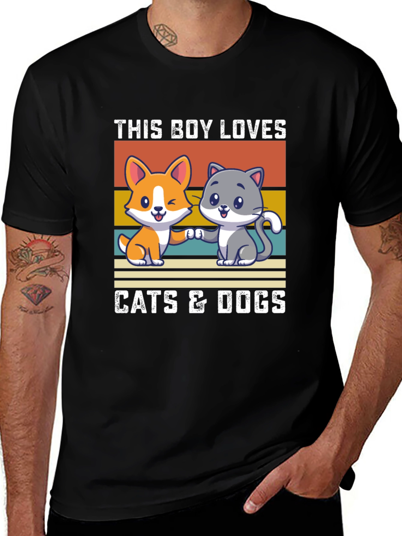 Boy Loves Cats & Dogs T-Shirt