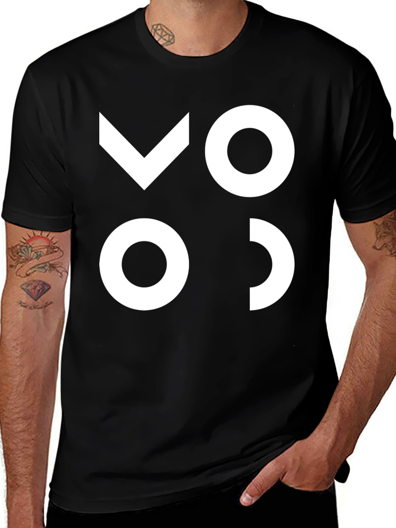 Variant 30 of Modern Graphic Tee - Black with White Abstract Design