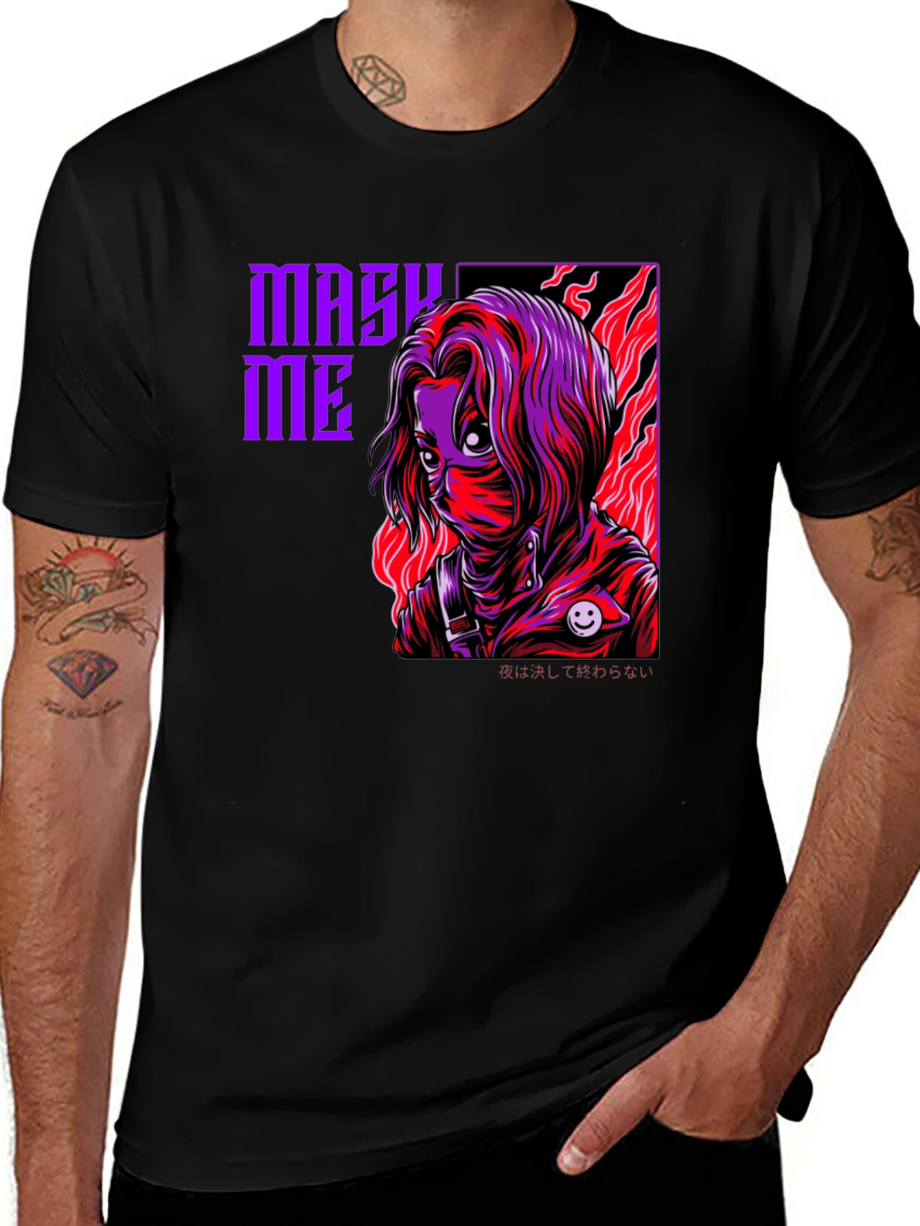 Variant 26 of Mask Me Graphic Tee - Anime Inspired Design