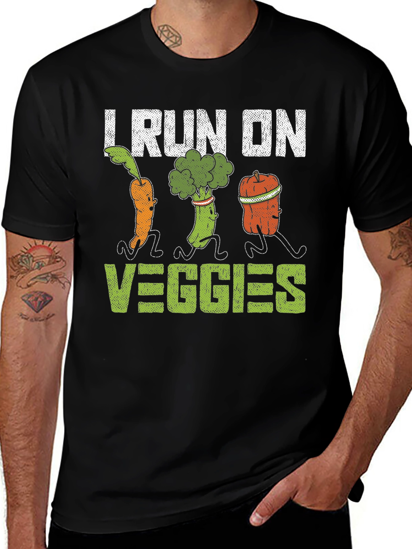 Variant 22 of I Run On Veggies T-Shirt - Funny Vegan Fitness Tee