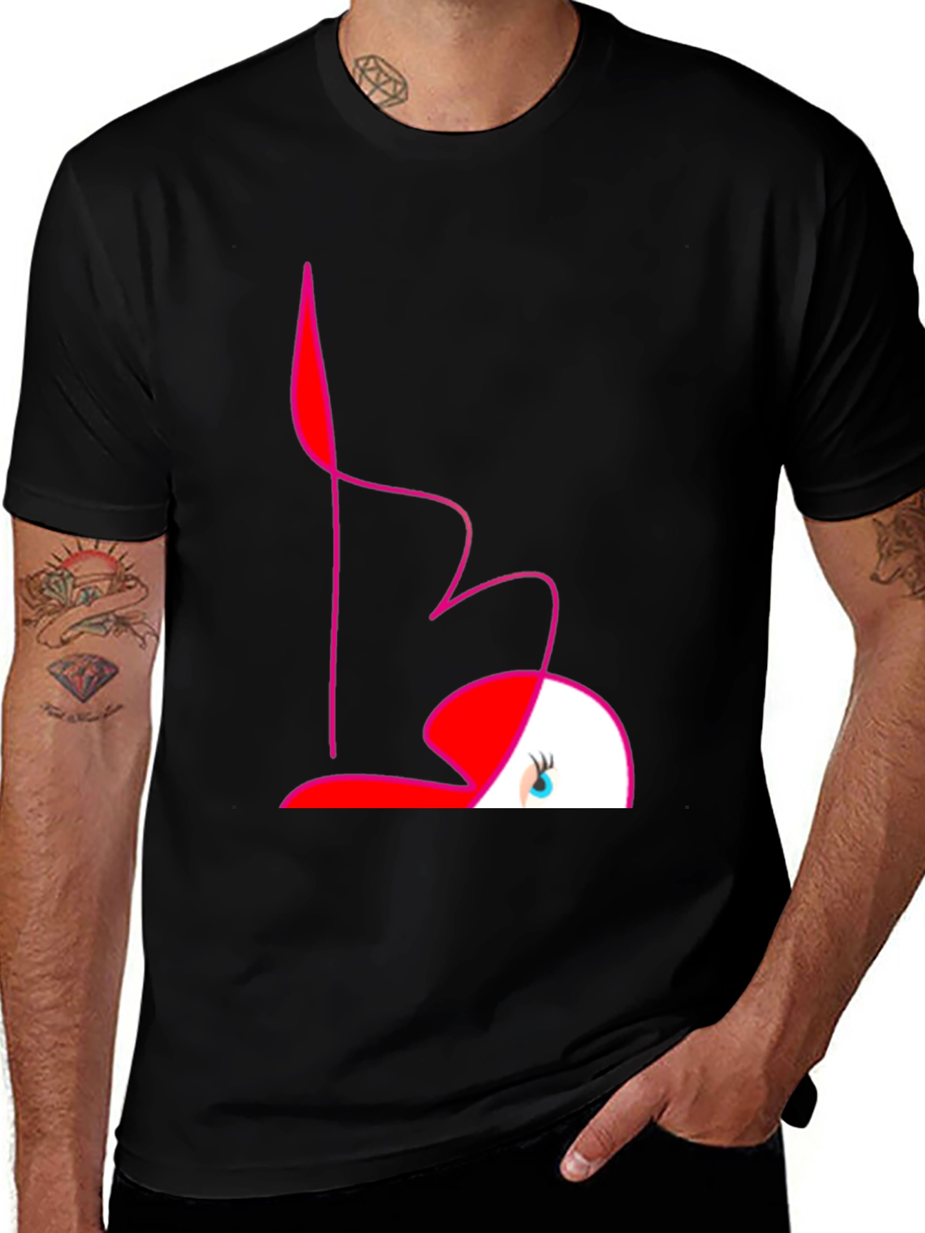 Variant 22 of Abstract Flamingo Graphic Tee - Black