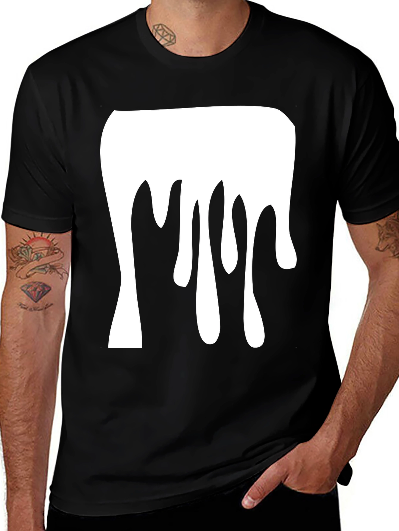 Variant 21 of Dripping Paint Graphic Tee - Modern Black Cotton T-Shirt