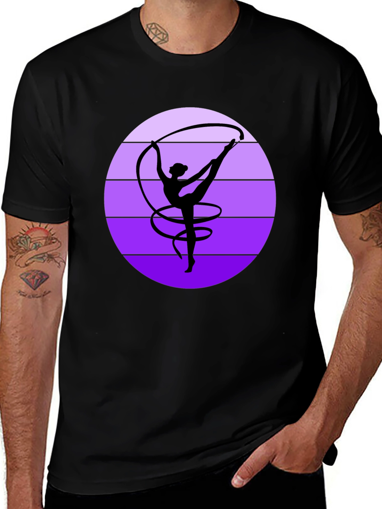 Variant 30 of Gymnastics Ribbon Dance Graphic Tee - Stylish Black Shirt