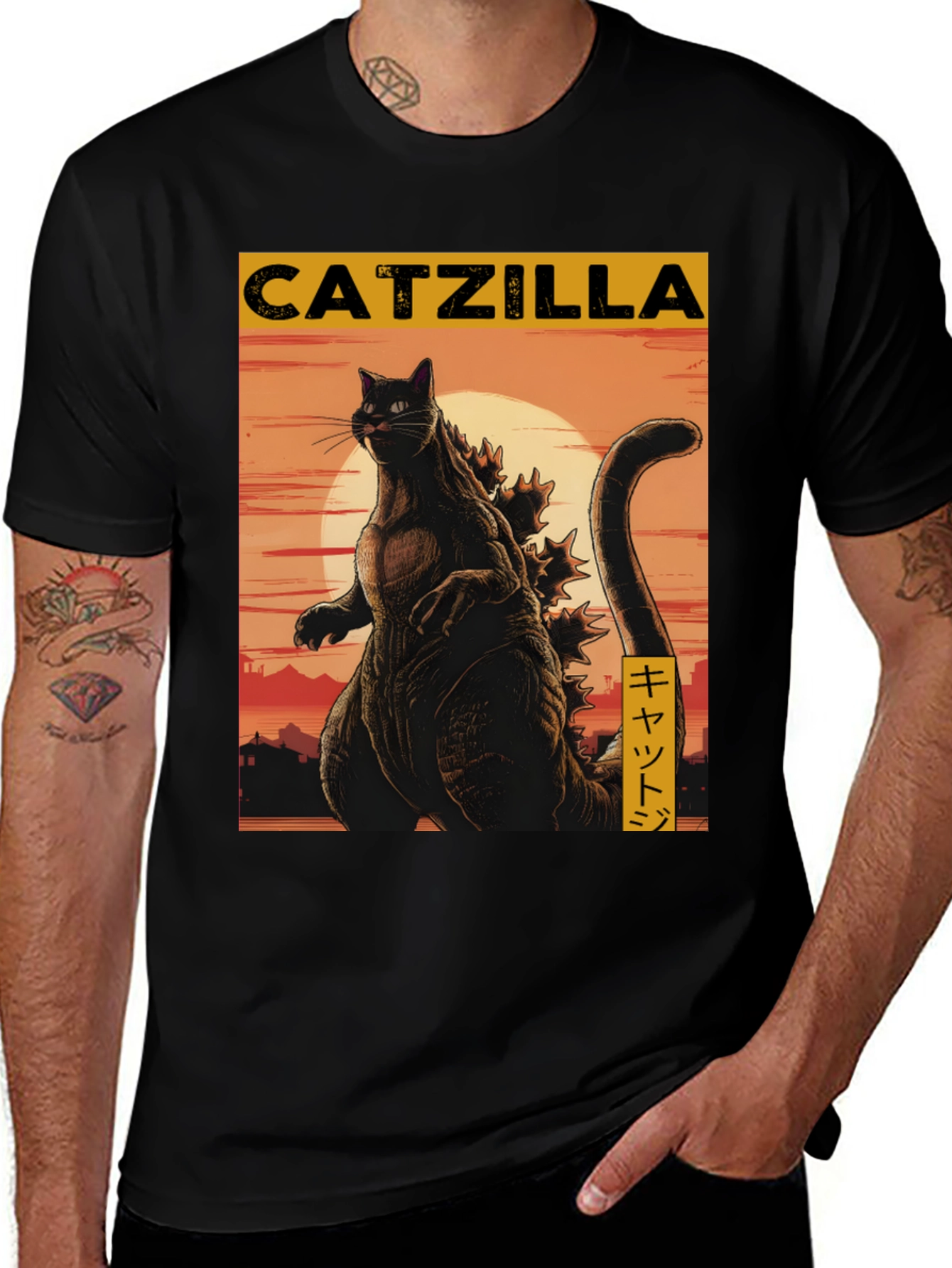 Variant 27 of Catzilla Graphic Tee - Black T-Shirt