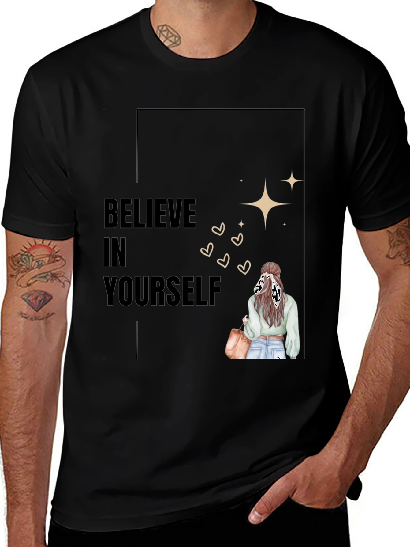 Variant 7 of Believe In Yourself Graphic Tee - Black