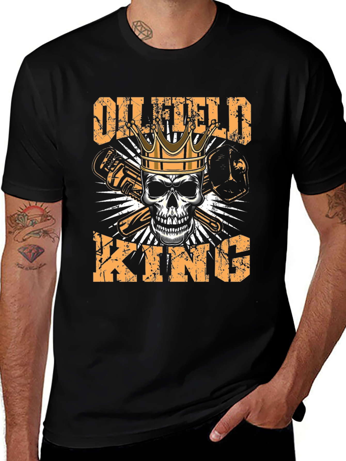 Variant 28 of Oilfield King T-Shirt - Skull & Crown Graphic Tee