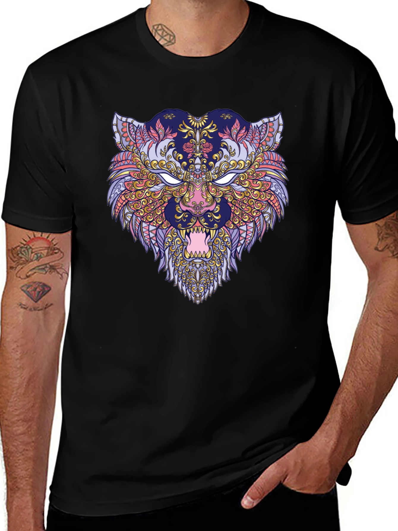 Variant 30 of Ornate Tiger Graphic Black Tee