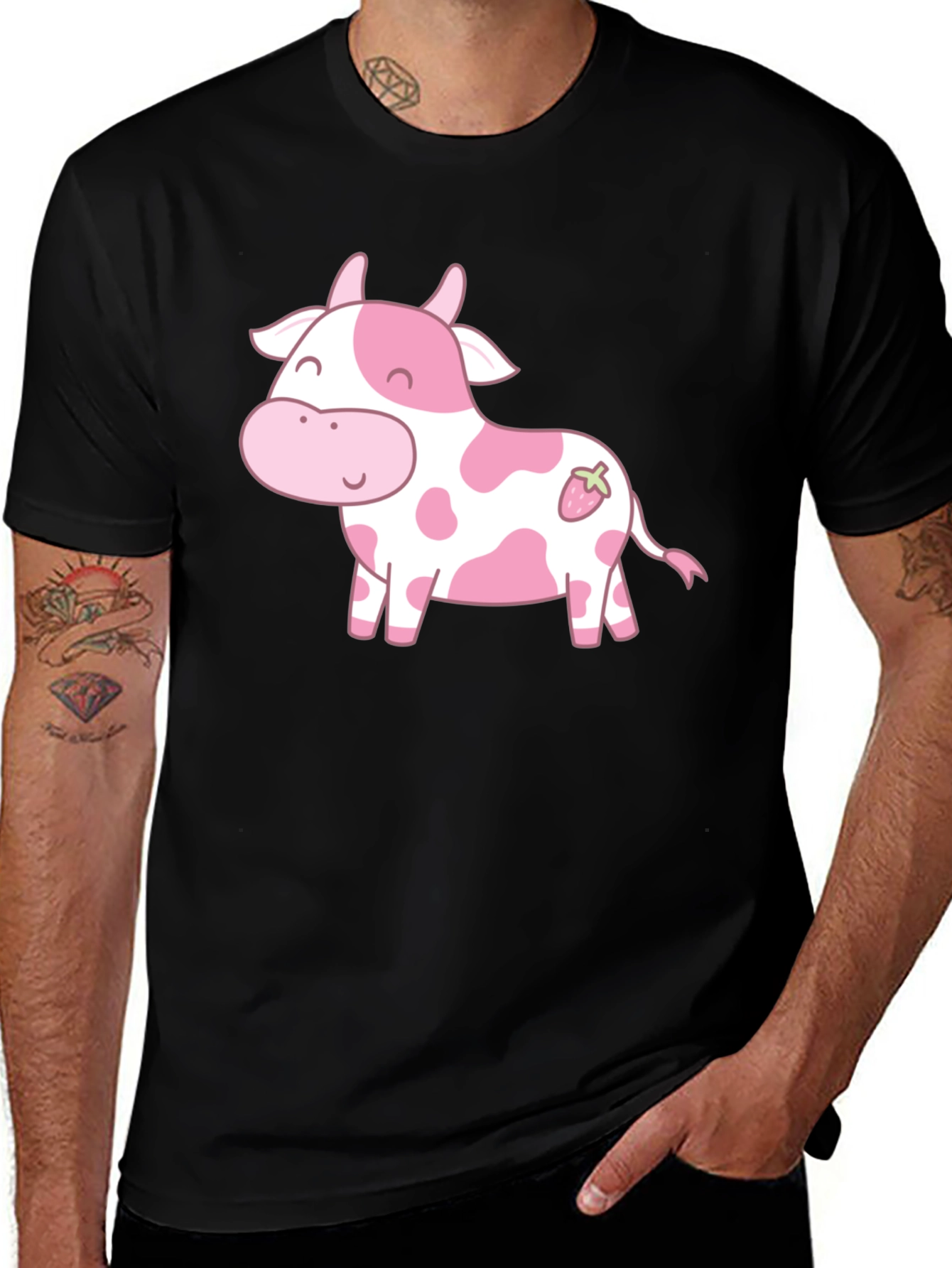 Variant 10 of Cute Cow Strawberry Kawaii Graphic T-Shirt