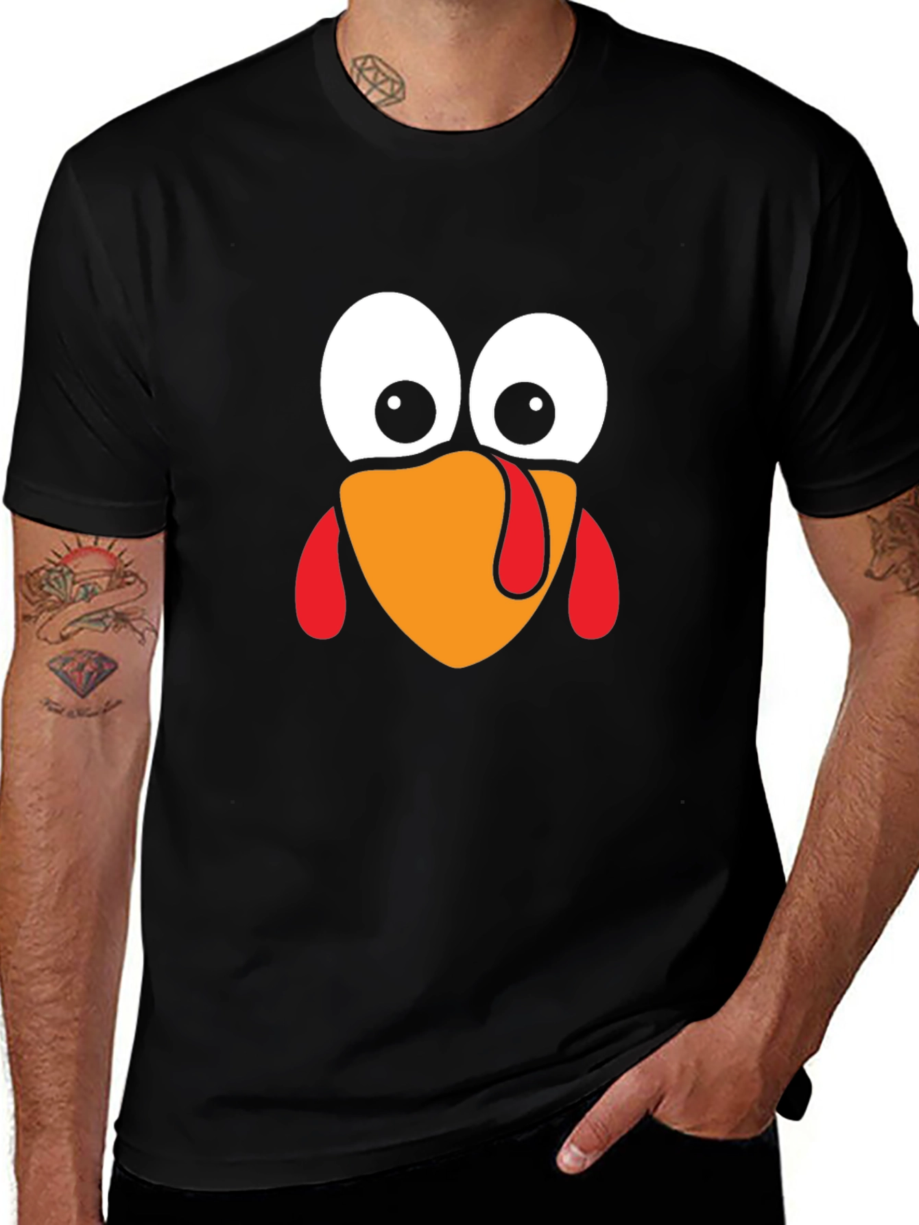 Variant 16 of Funny Turkey Face Thanksgiving Black T-Shirt