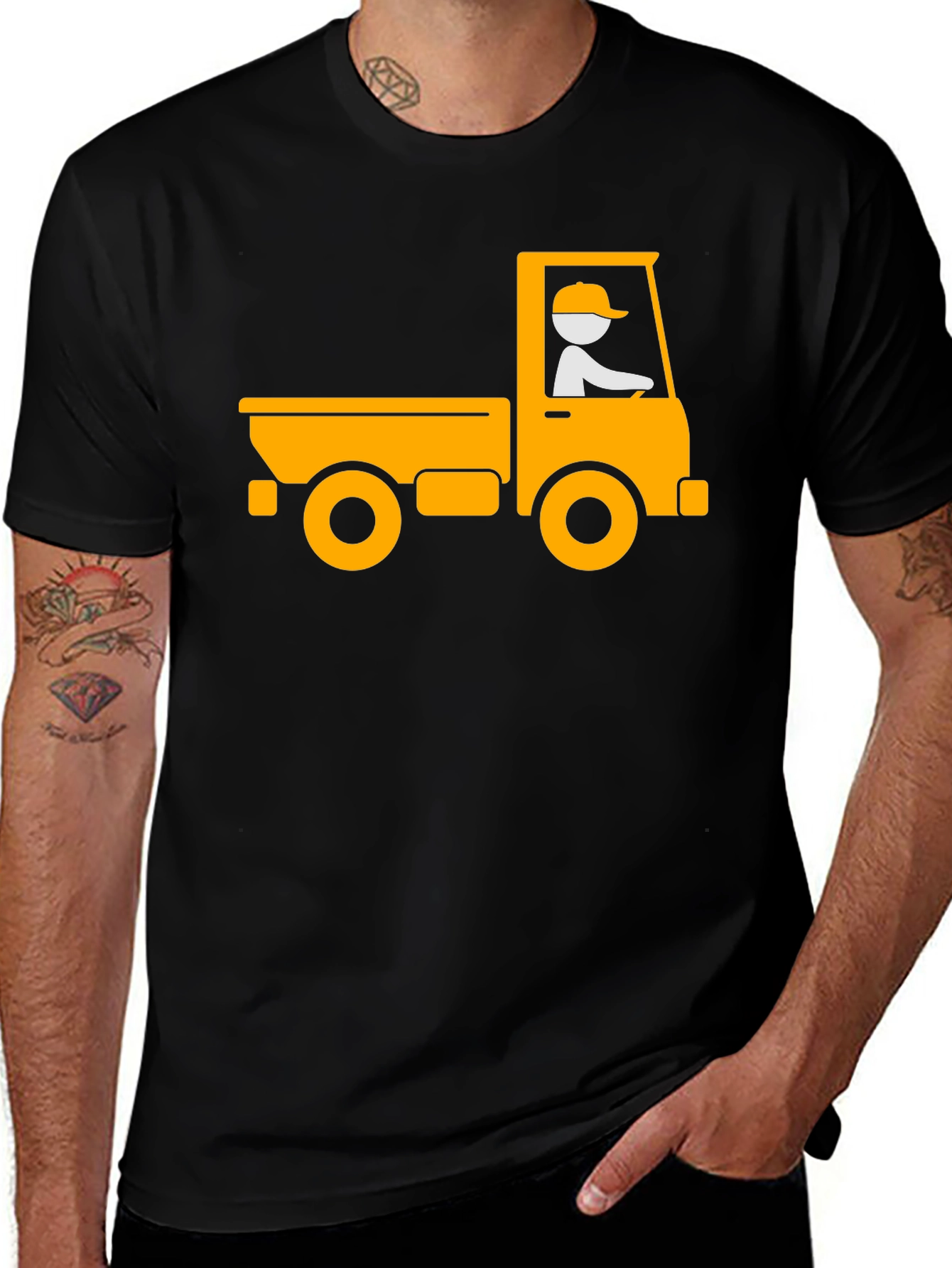 Variant 2 of Truck Graphic T-Shirt - Black Cotton Blend