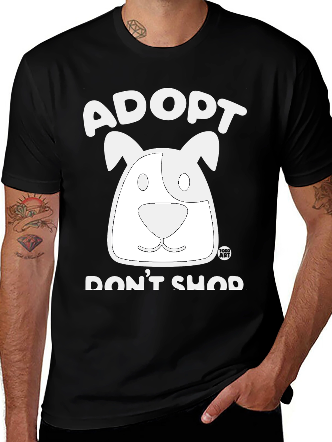 Variant 4 of Adopt Don't Shop Black Graphic Tee