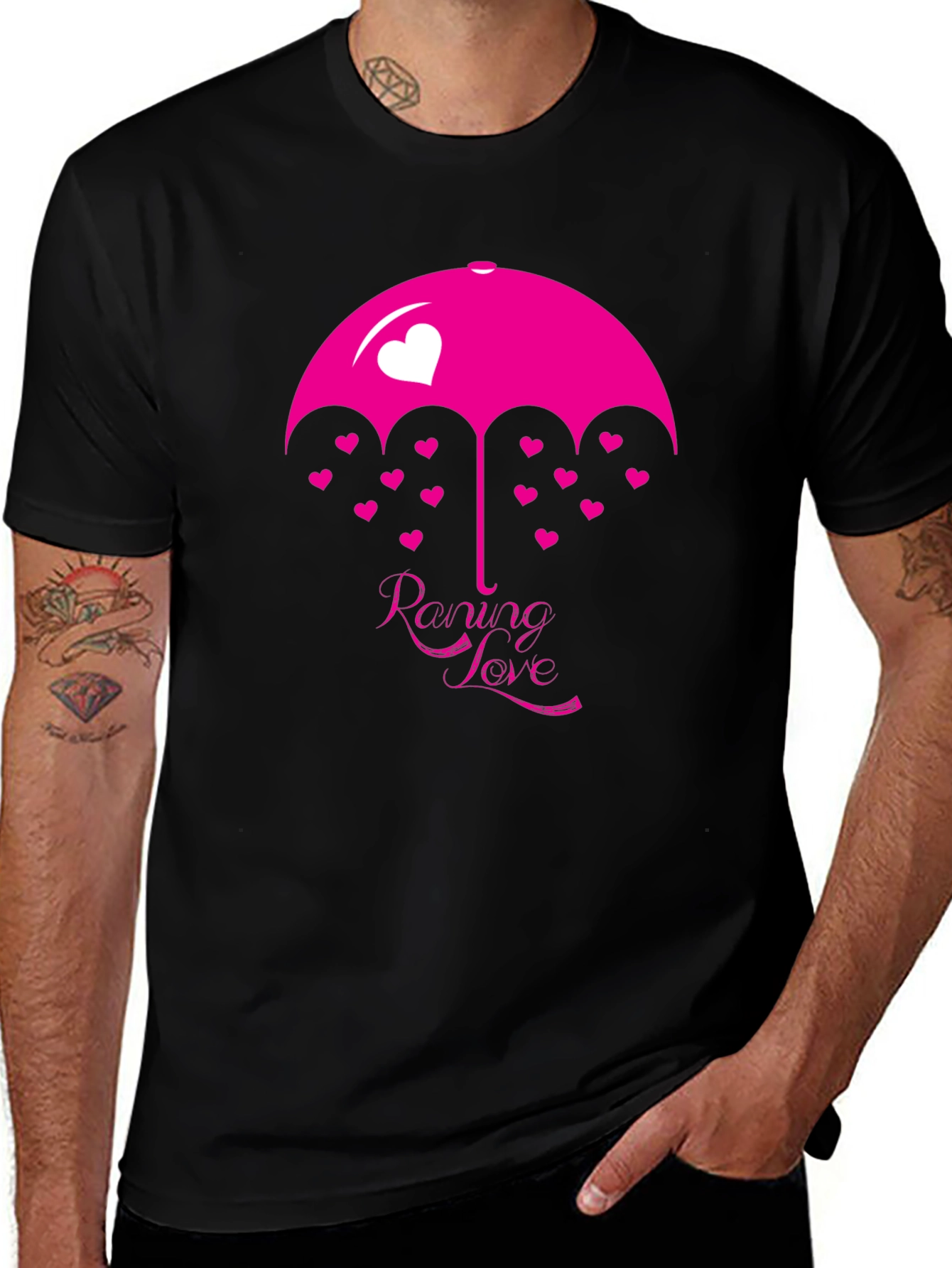 Variant 26 of Raining Love Graphic Print Black T-Shirt