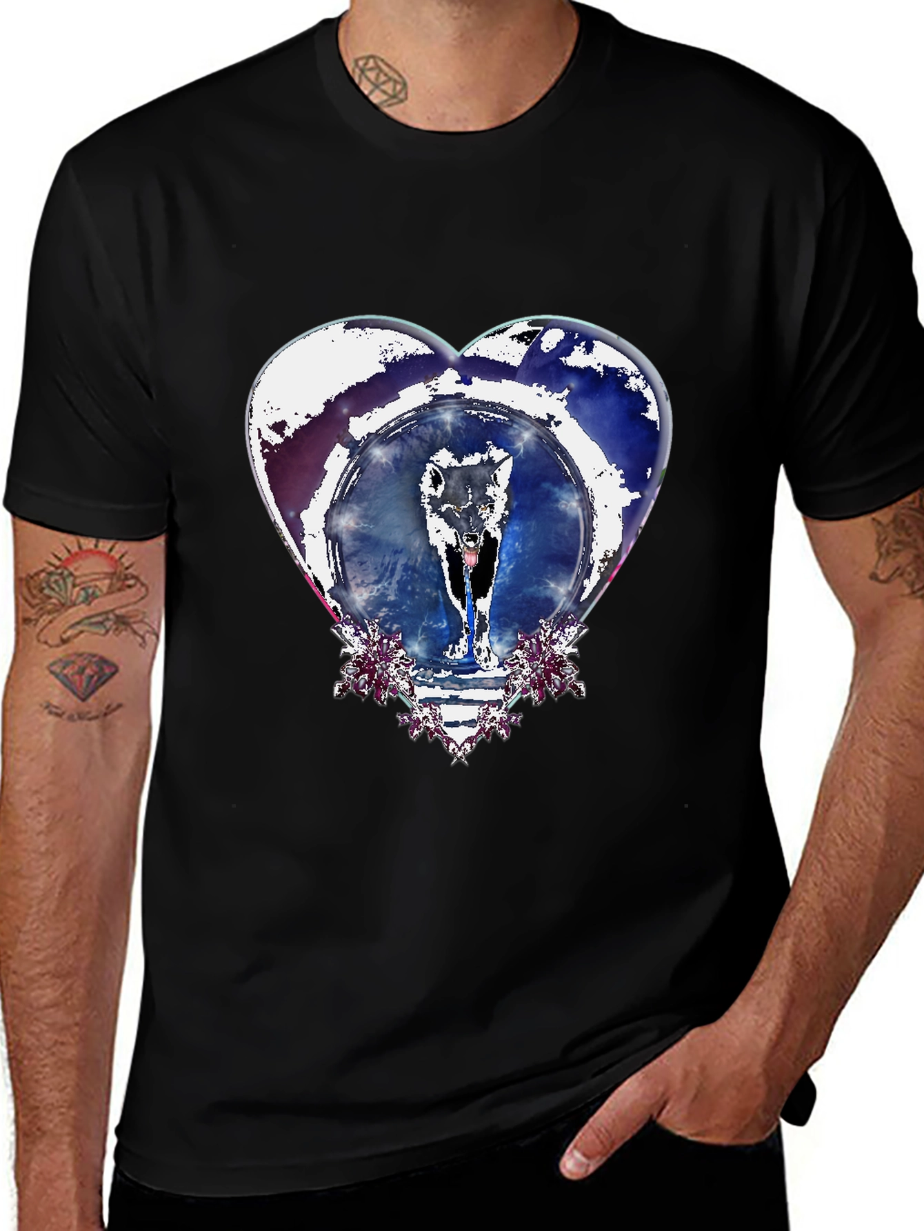 Variant 28 of Wolf Heart Graphic Tee - Cool Animal Print