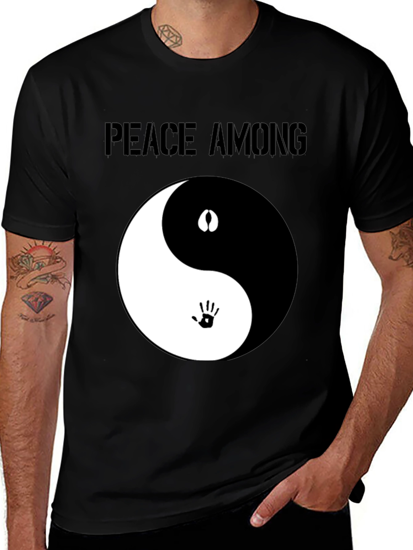 Variant 21 of Peace Among Us Yin Yang Graphic Tee - Black
