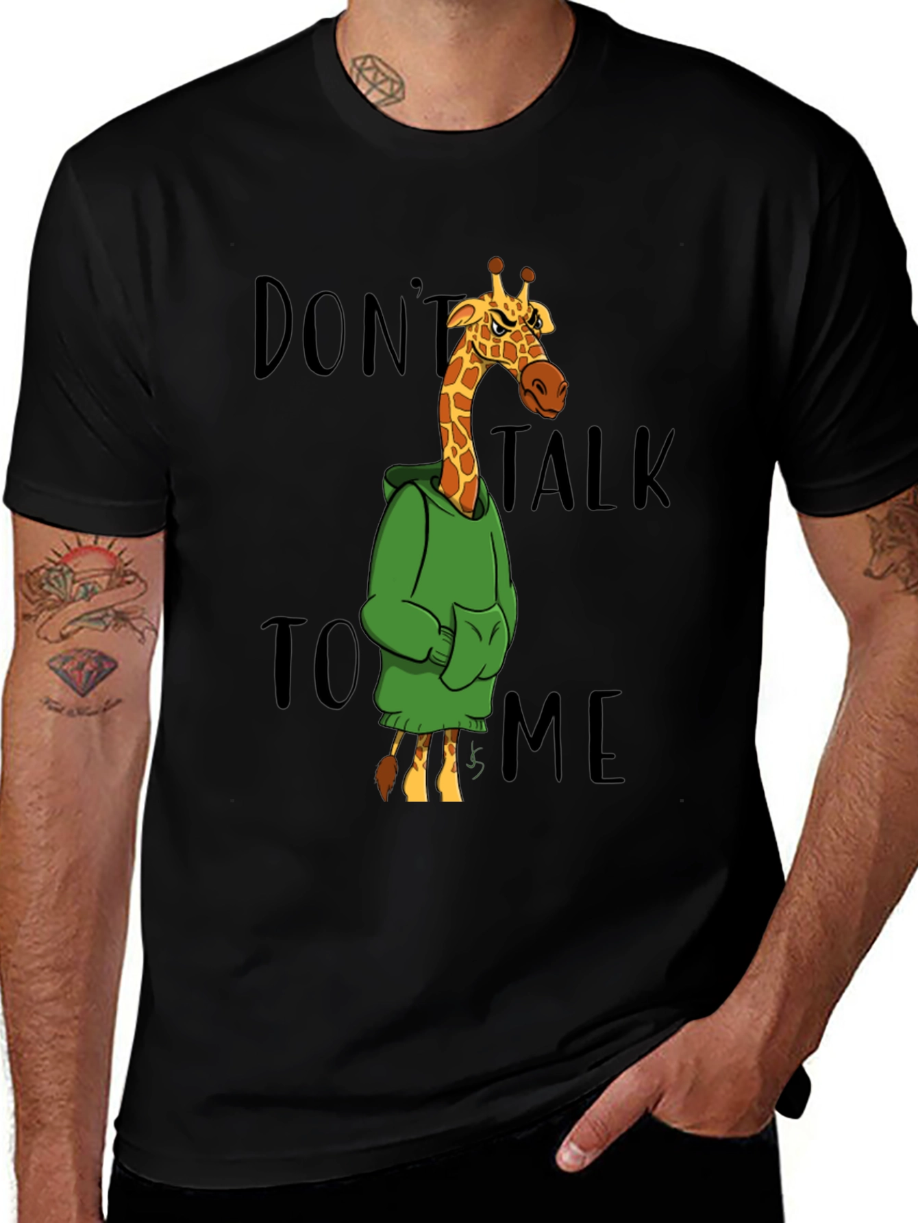 Black Don't Talk to Me Giraffe Graphic T-Shirt main image