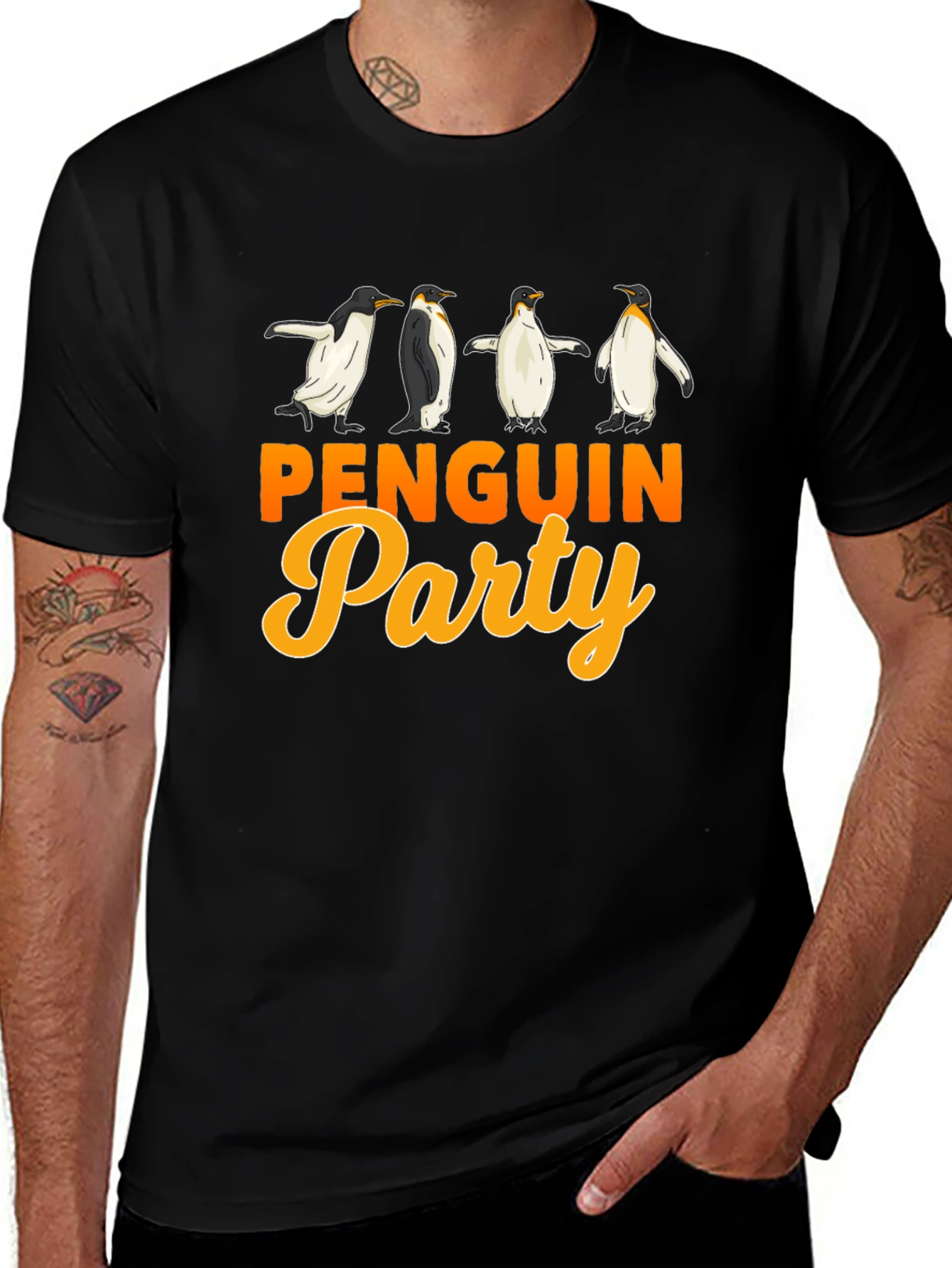 Variant 3 of Penguin Party Black T-Shirt